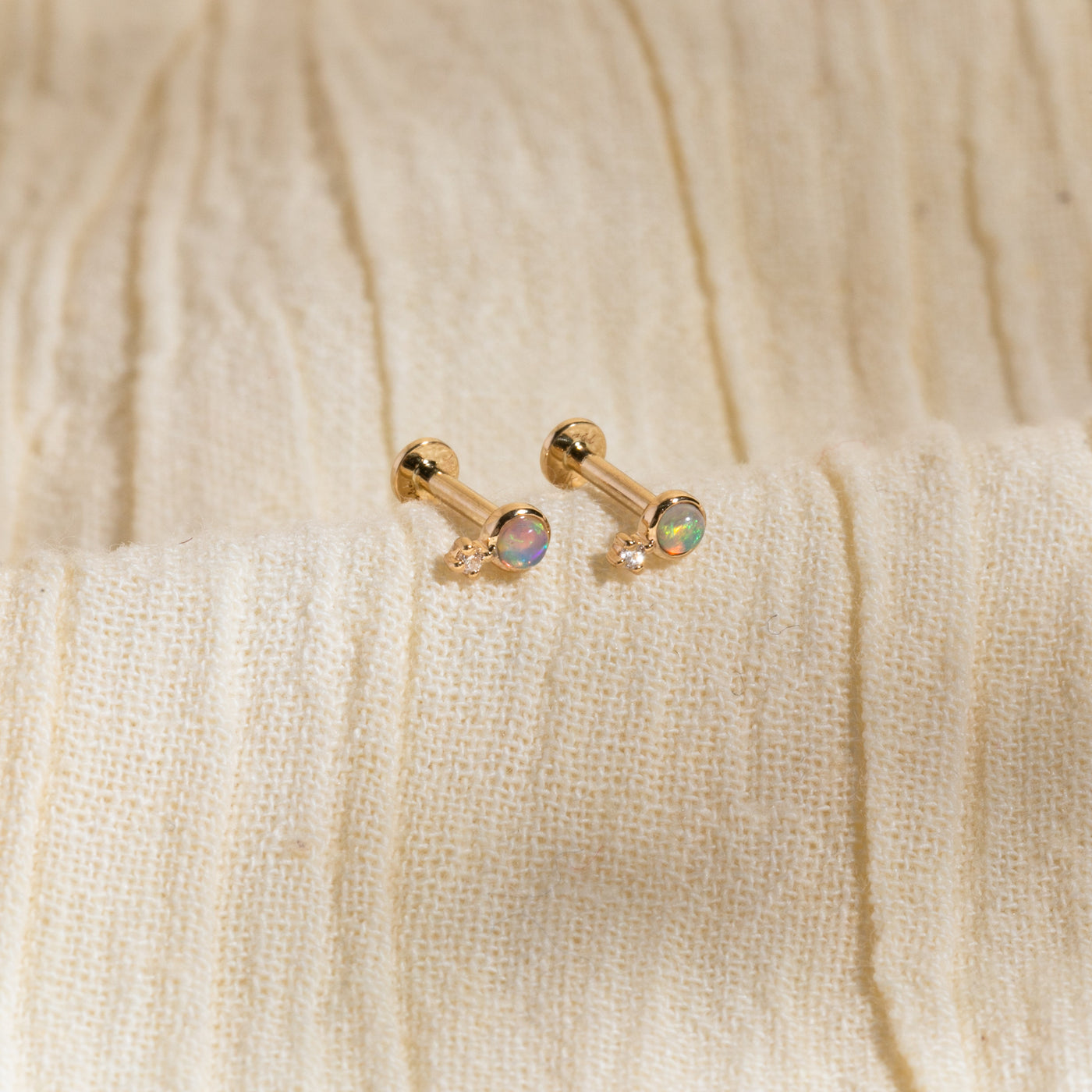 Dainty Opal + Diamond Flat Back Earring | Simple & Dainty Jewelry

Single Pair