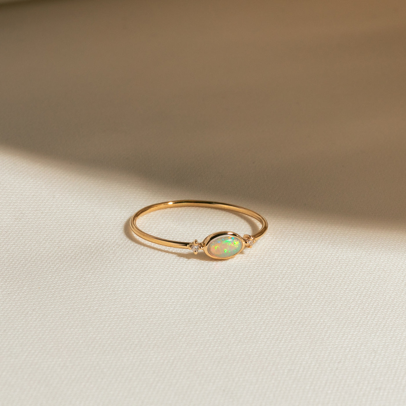 Oval Opal + Diamond Ring | Simple & Dainty Jewelry