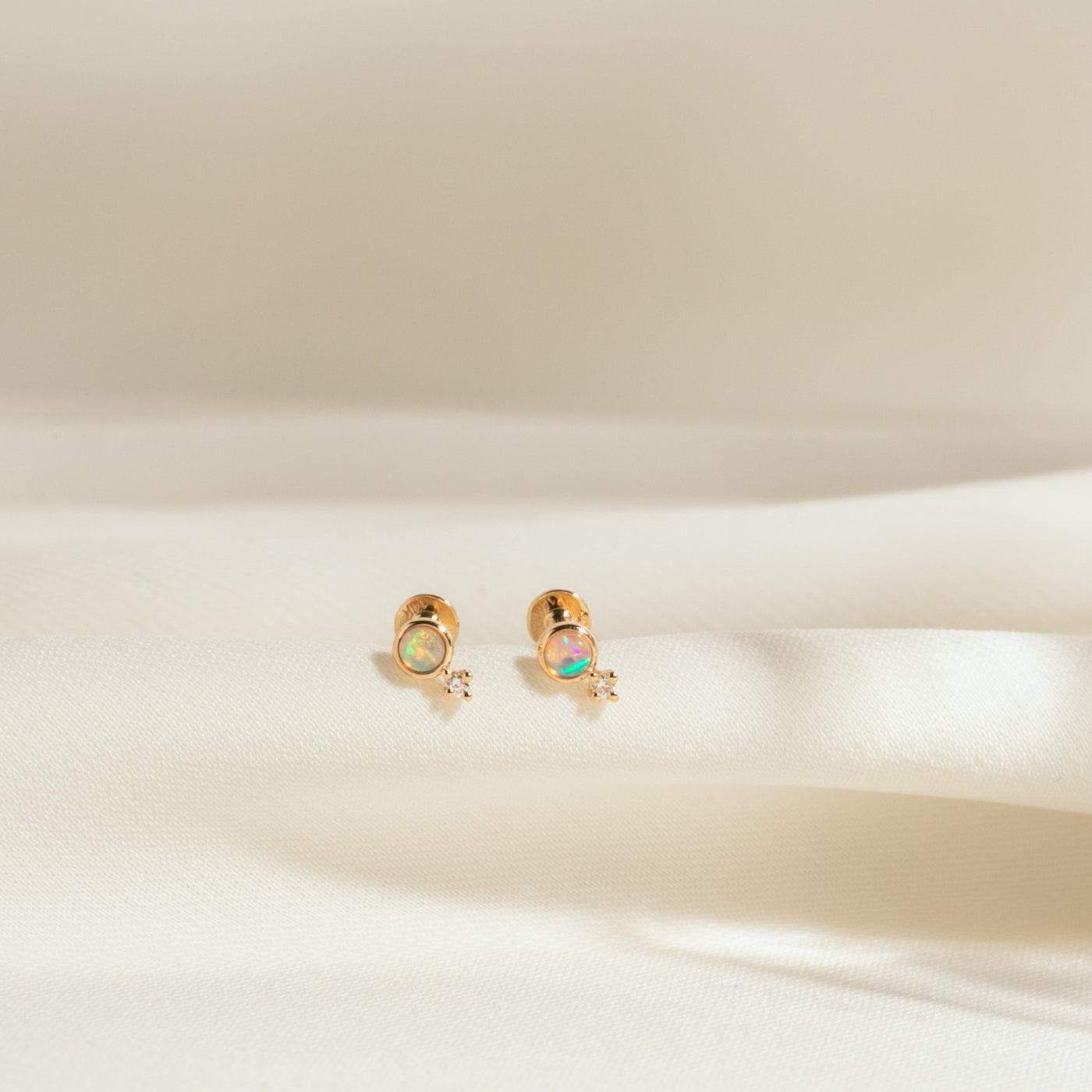 Dainty Opal + Diamond Flat Back Earring | Simple & Dainty Jewelry

Single Pair