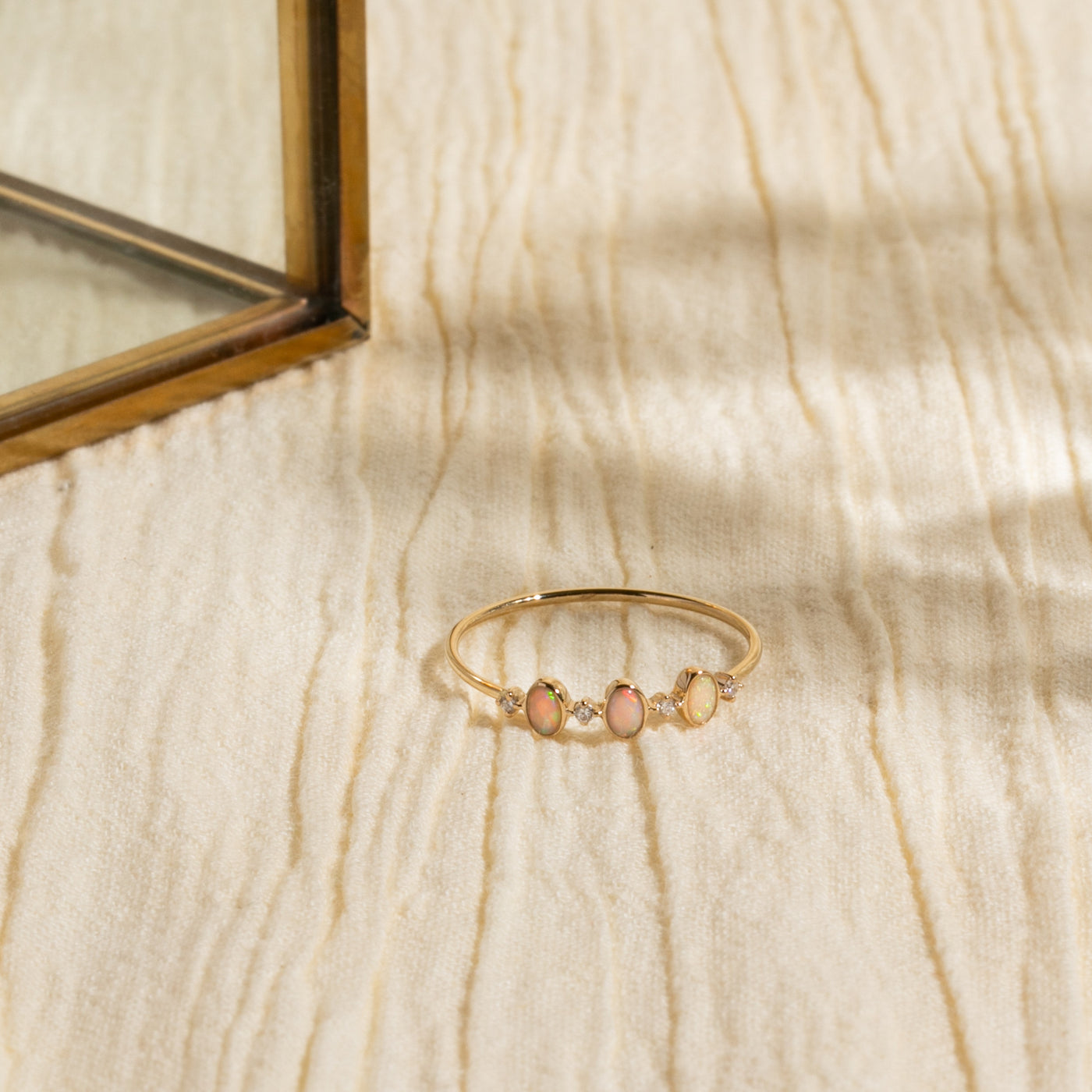 Triple Opal + Diamond Ring | Simple & Dainty Jewelry