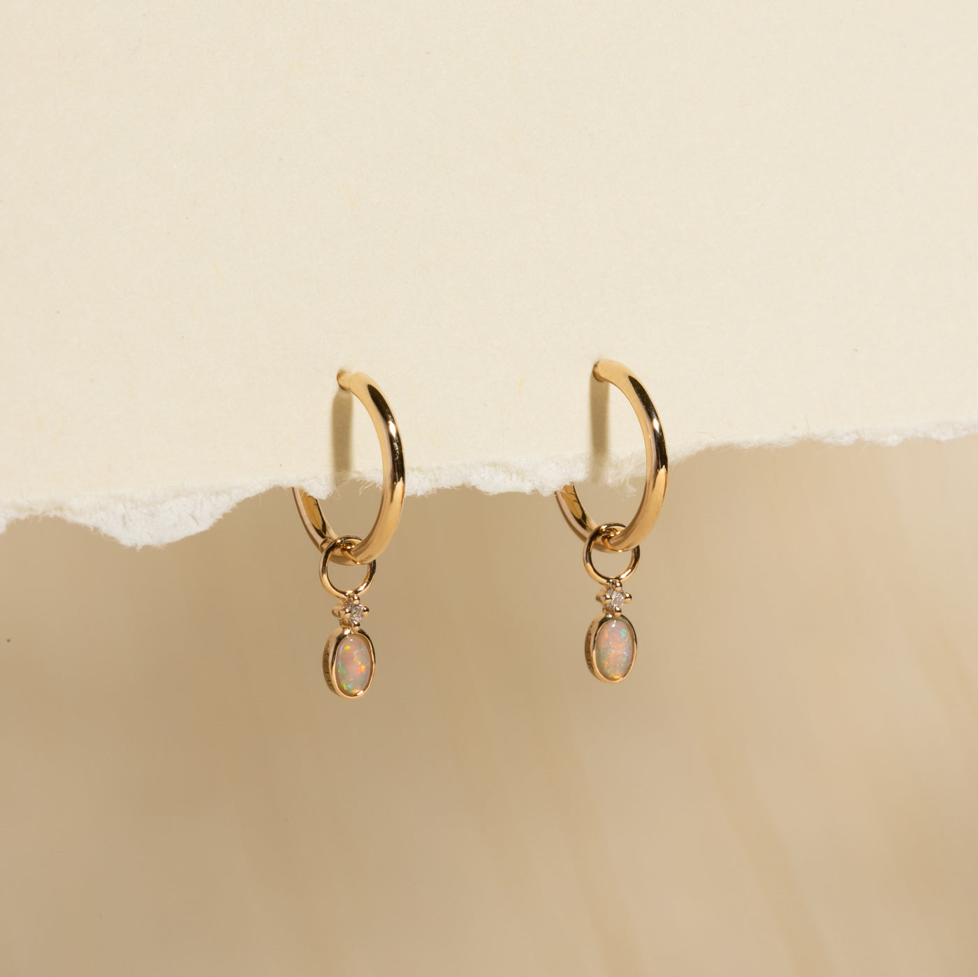 Dainty Opal + Diamond Hoop Earrings | Simple & Dainty Jewelry 

Single Pair