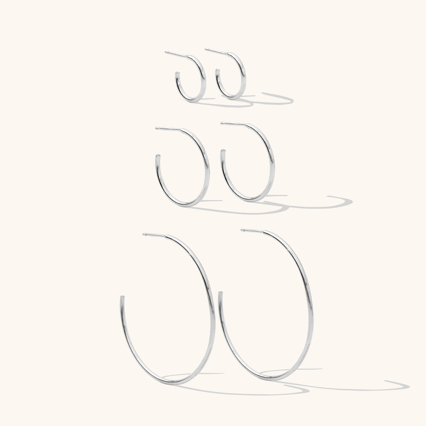 Small (12mm) Open Hoop Earrings, Medium (20mm) Open Hoop Earrings, Large (38mm) Open Hoop Earrings