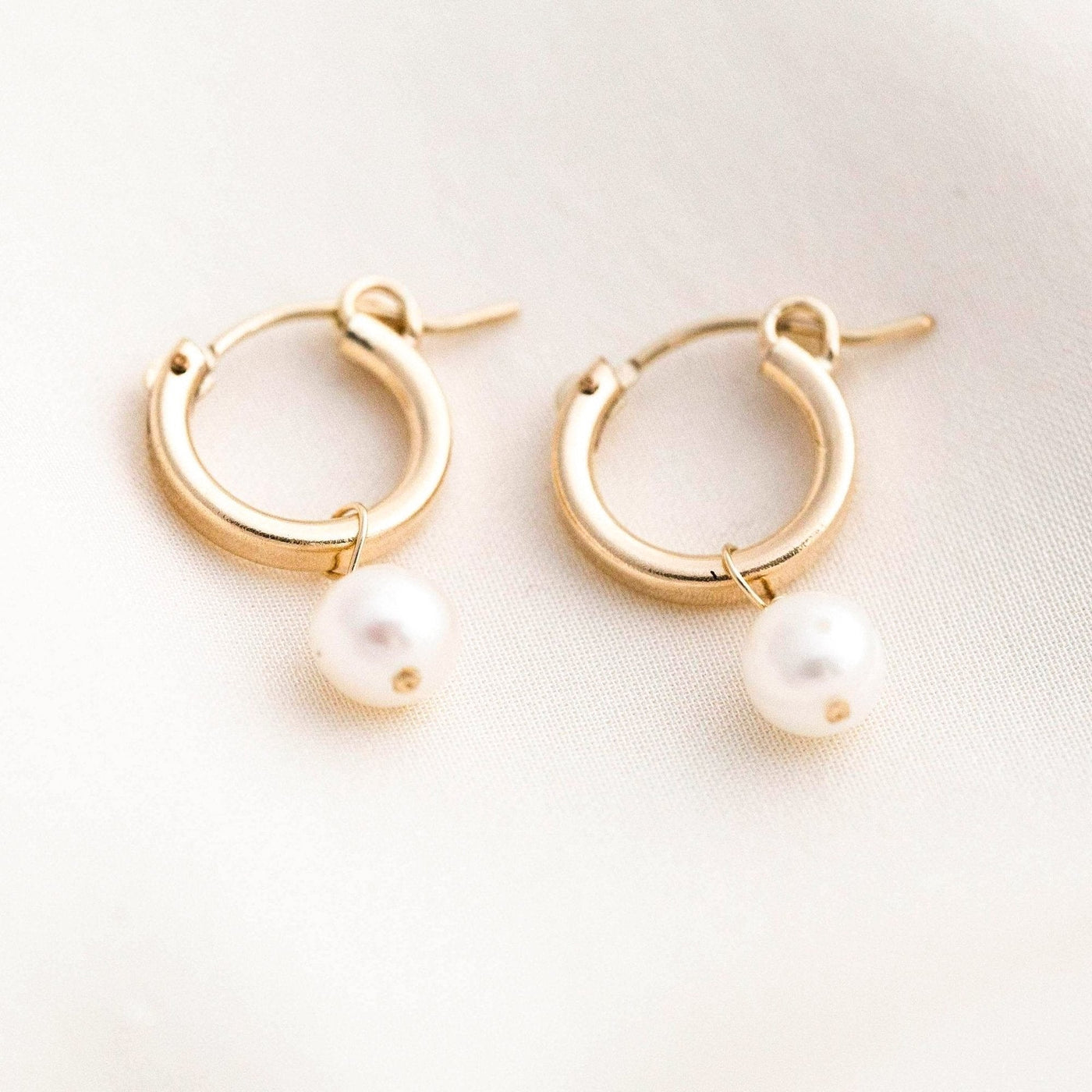 Pearl Hoop Earrings by Simple & Dainty Jewelry
