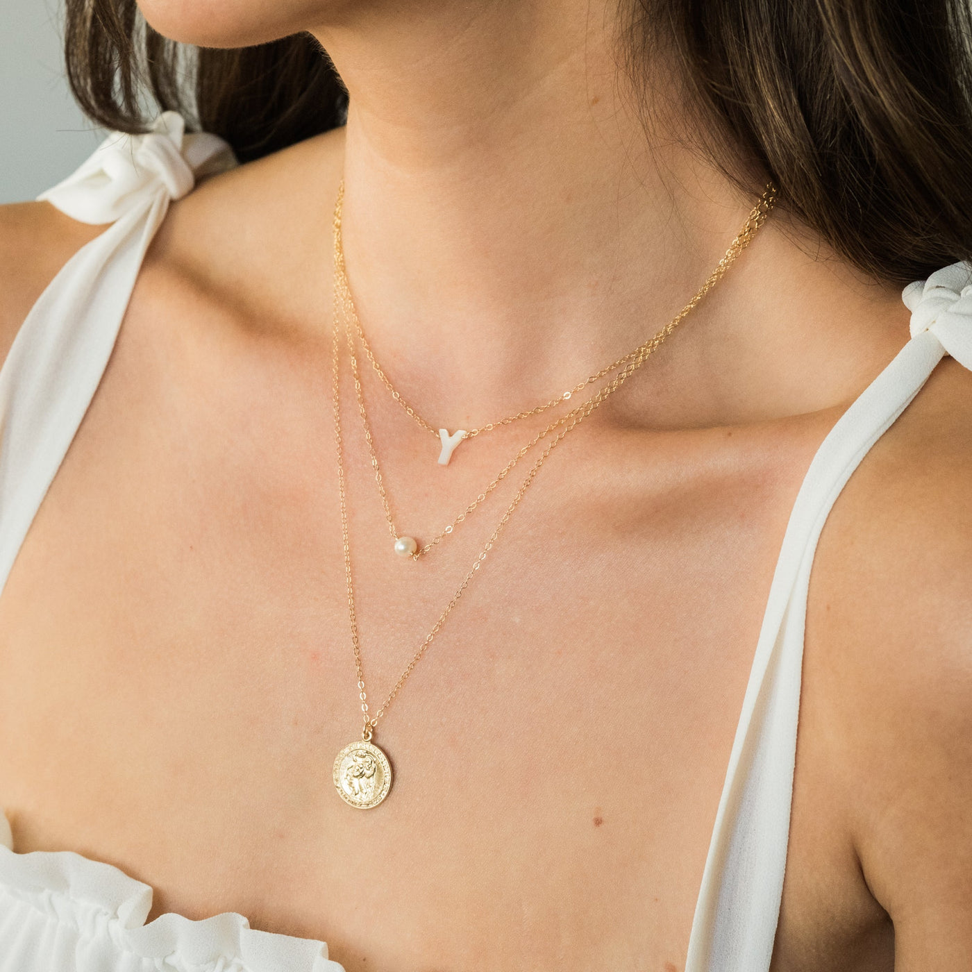 A B C D E F G H I J K L M N O P Q R S T U V W X Y Z Pearl Initial Necklace