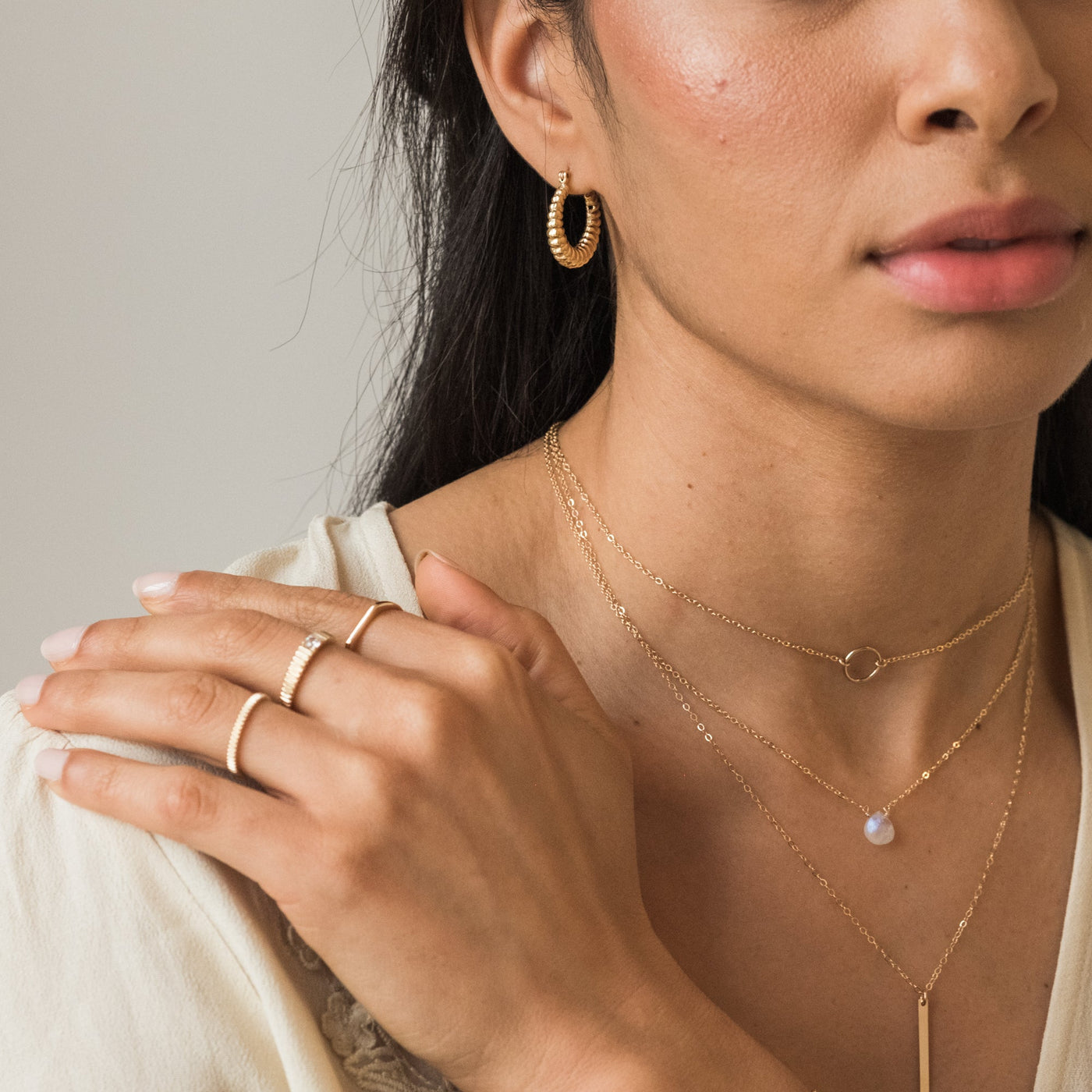Puffy Ribbed Hoop Earrings | Simple & Dainty Jewelry