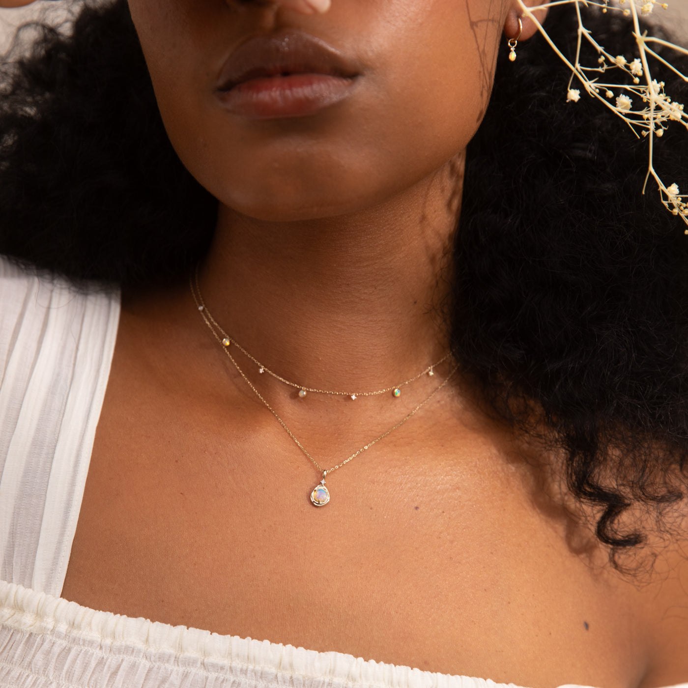 Opal + Diamond Station Necklace - Reversible | Simple & Dainty Jewelry