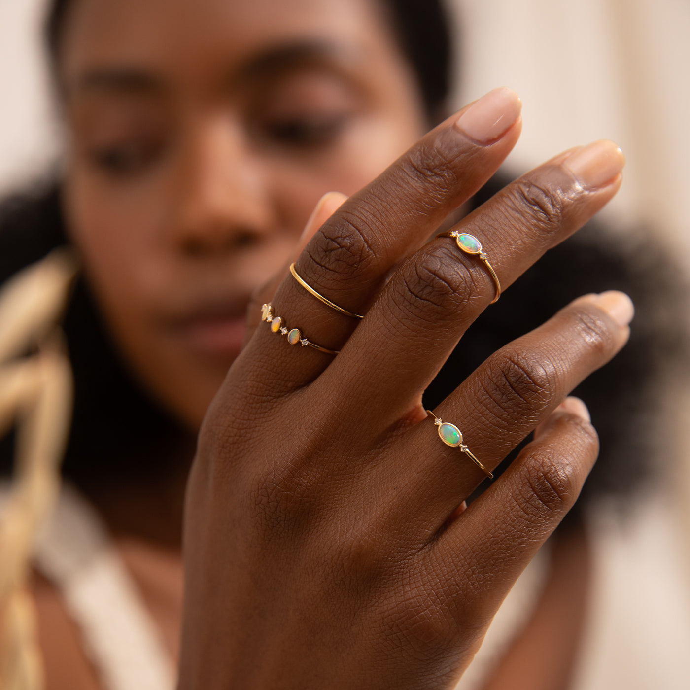 Oval Opal + Diamond Ring | Simple & Dainty Jewelry