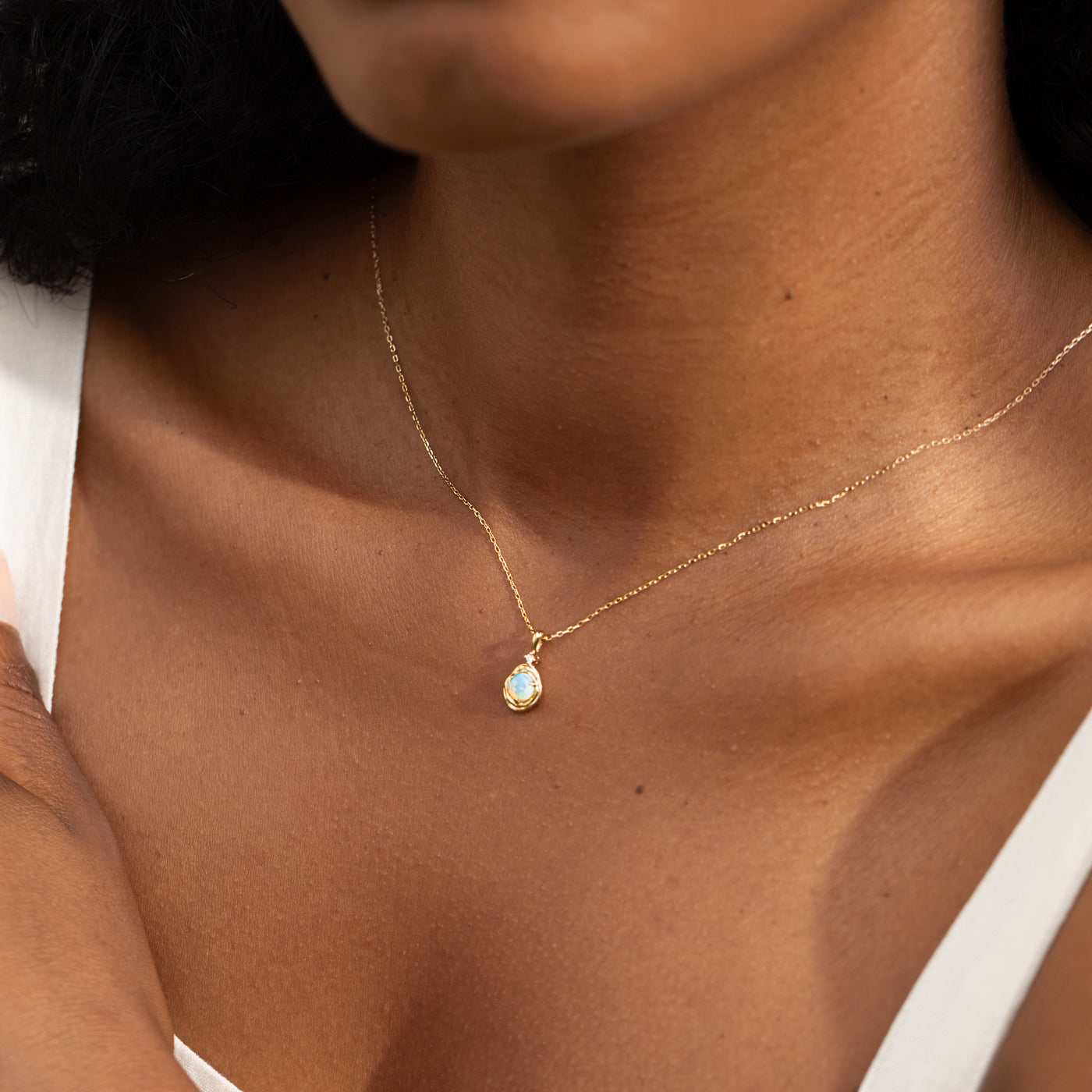 Opal Pebble Necklace - Reversible | Simple & Dainty Jewelry