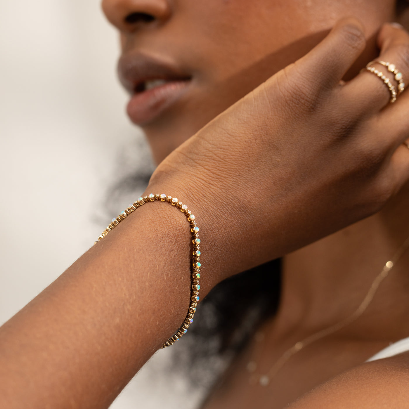 Opal + Diamond Tennis Bracelet | Simple & Dainty Jewelry