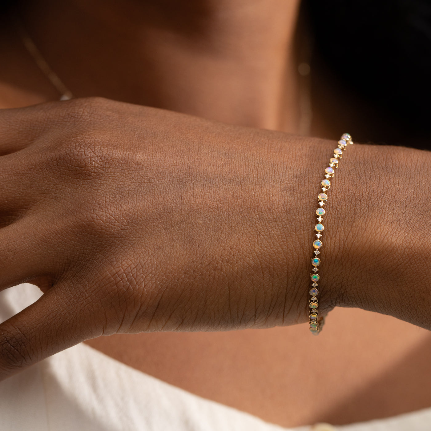 Opal + Diamond Tennis Bracelet | Simple & Dainty Jewelry