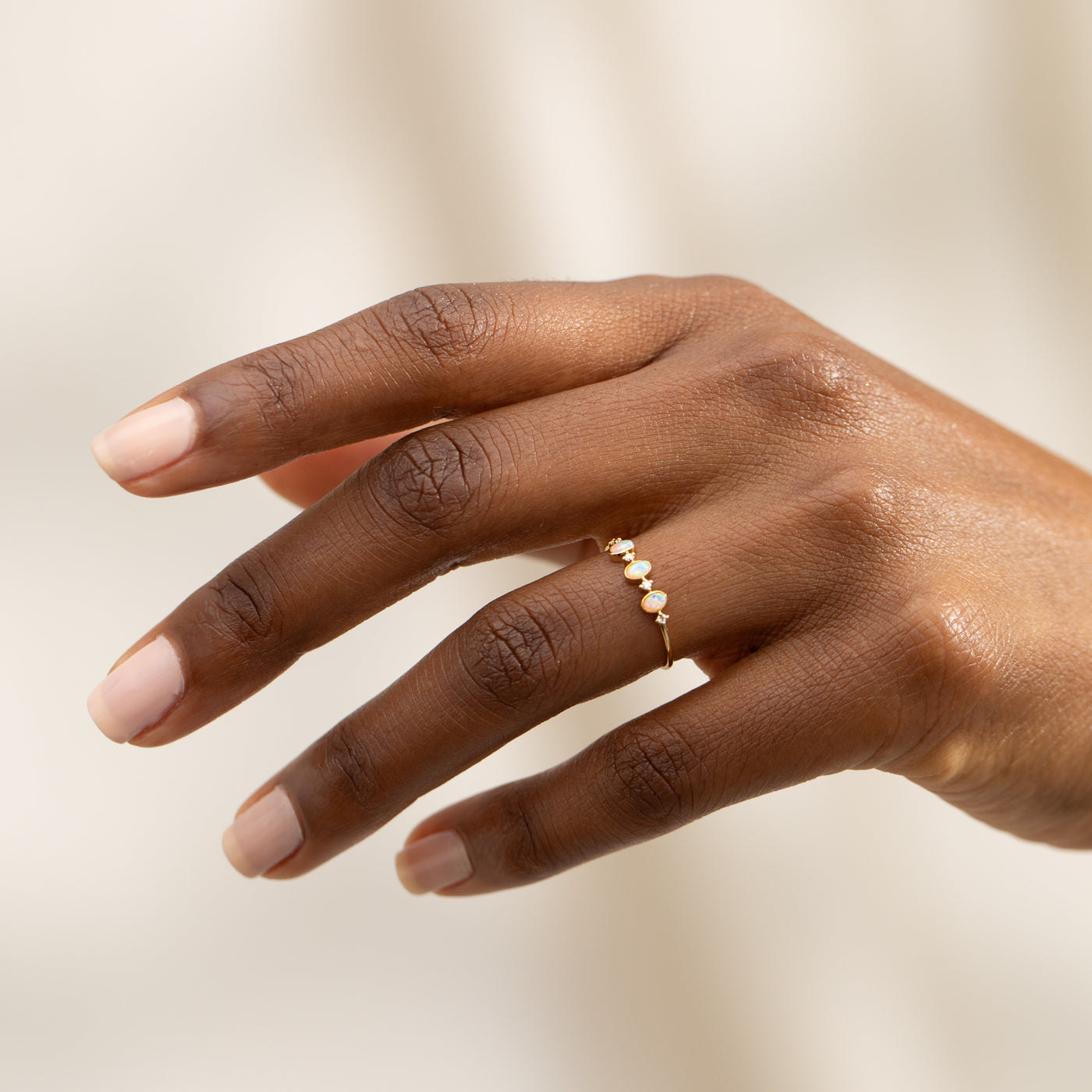 Triple Opal + Diamond Ring | Simple & Dainty Jewelry