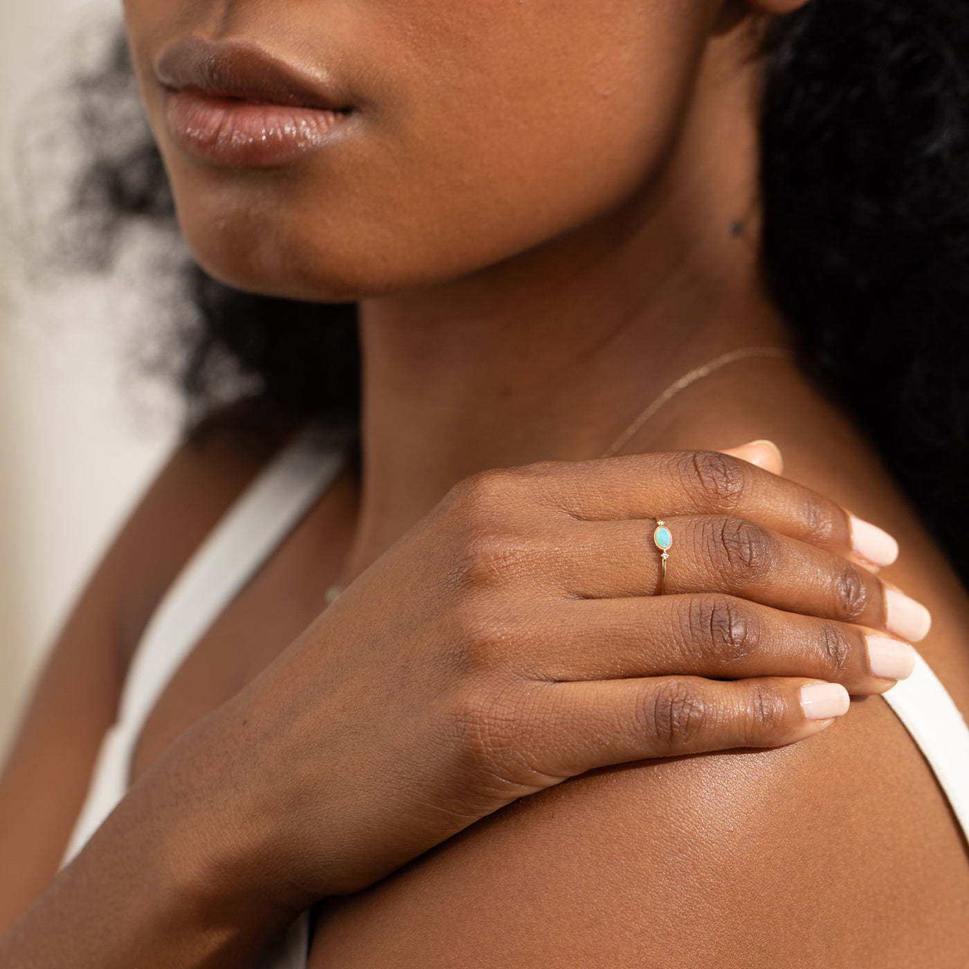 Oval Opal + Diamond Ring | Simple & Dainty Jewelry