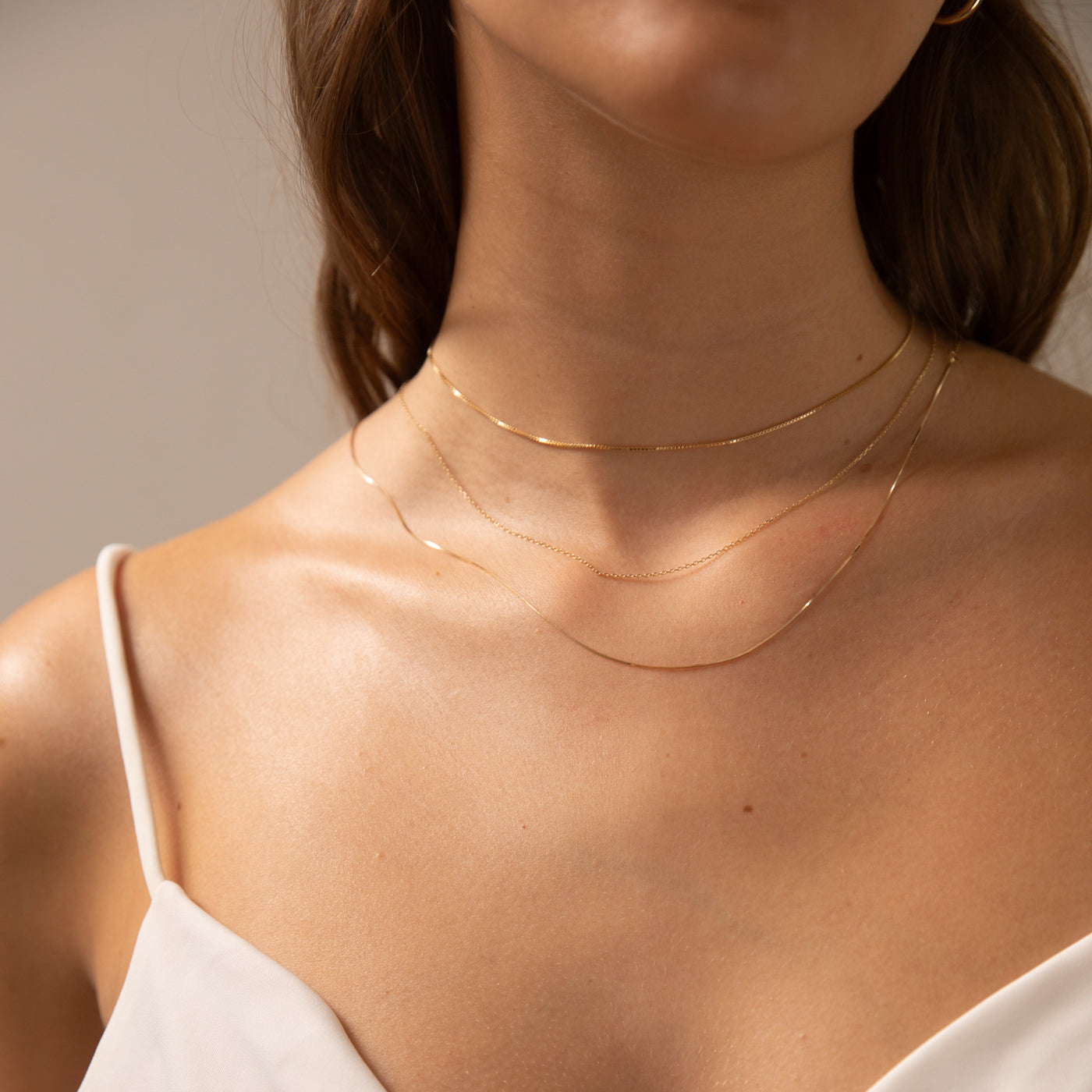 Thin Box Chain Necklace - 14k Solid Gold | Simple & Dainty Jewelry