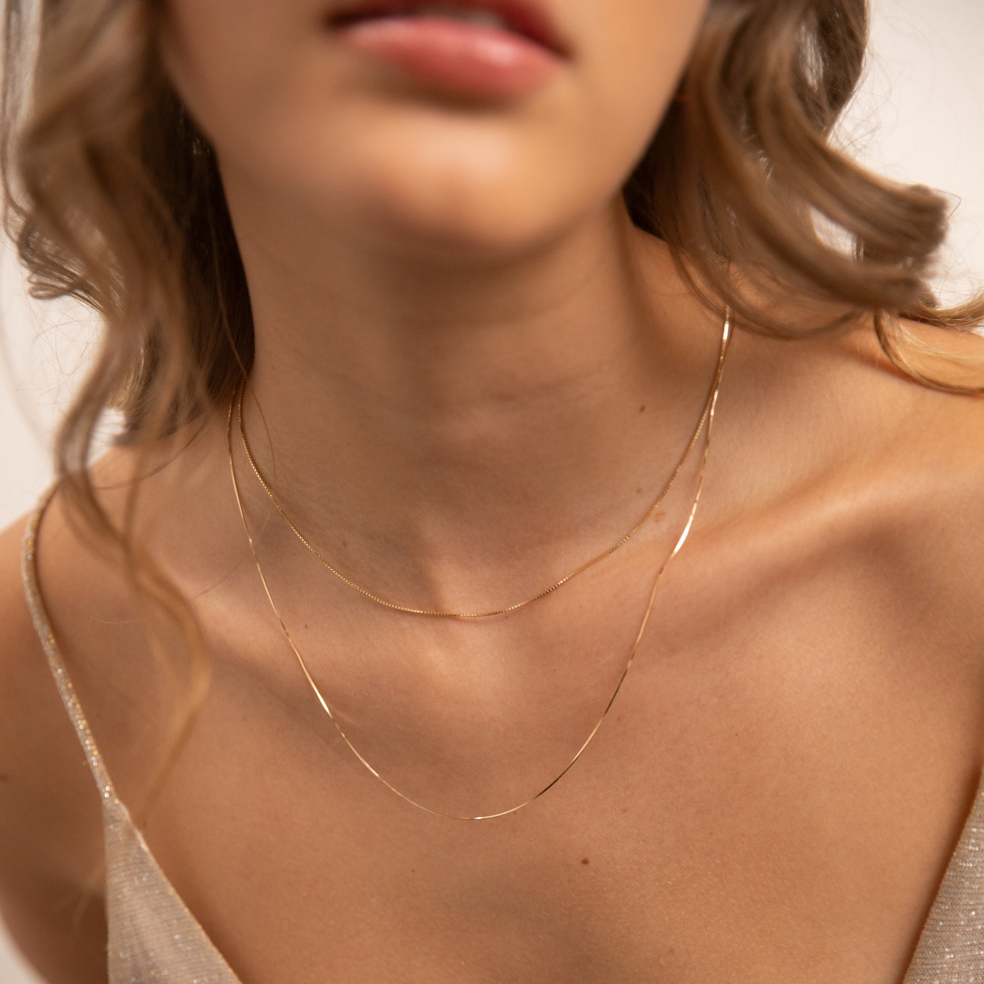 Thin Box Chain Necklace - 14k Solid Gold | Simple & Dainty Jewelry