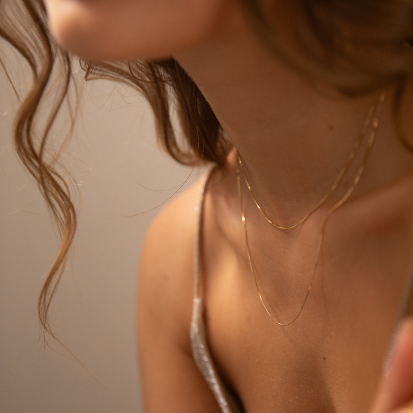 Thin Box Chain Necklace - 14k Solid Gold | Simple & Dainty Jewelry