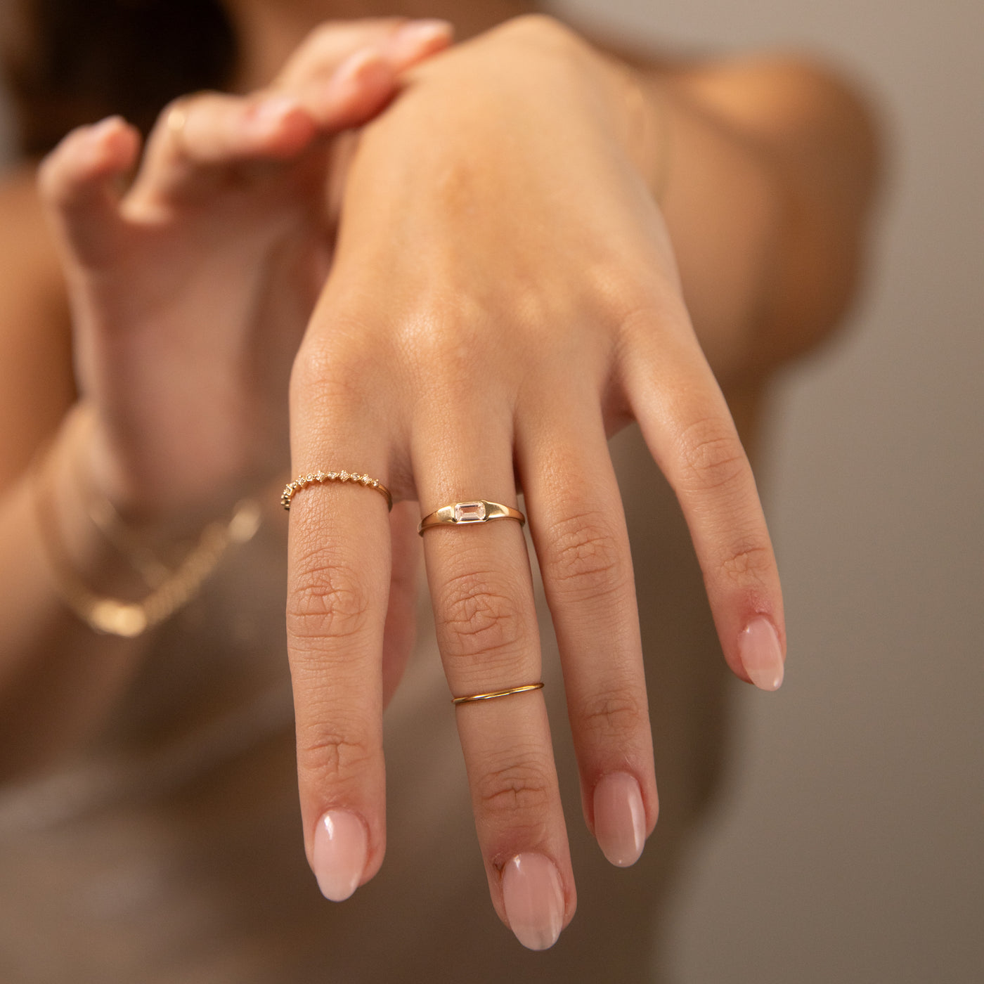 White Sapphire Signet Ring | Simple & Dainty Jewelry