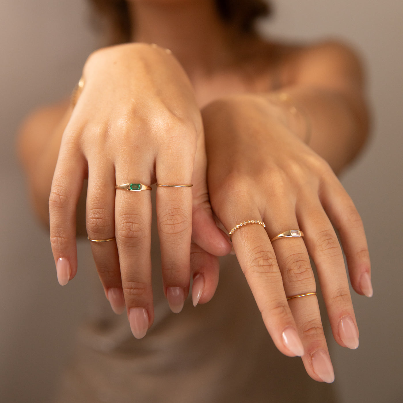 White Sapphire Signet Ring | Simple & Dainty Jewelry