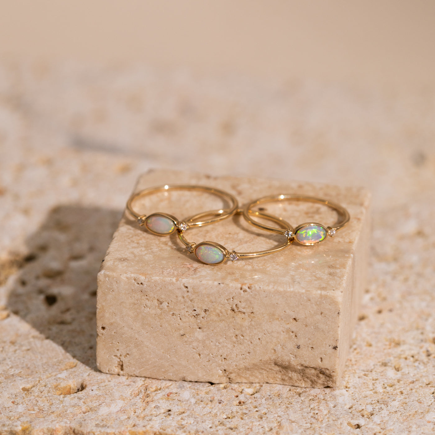 Oval Opal + Diamond Ring | Simple & Dainty Jewelry