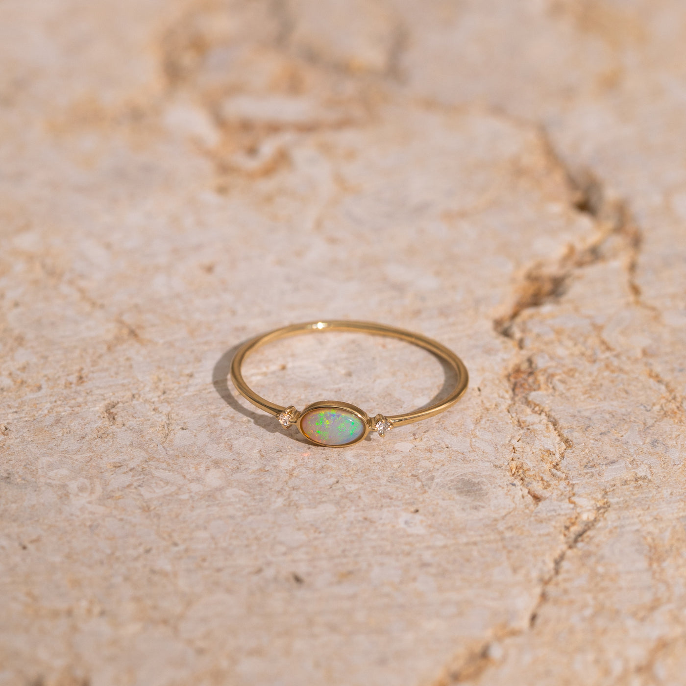 Oval Opal + Diamond Ring | Simple & Dainty Jewelry