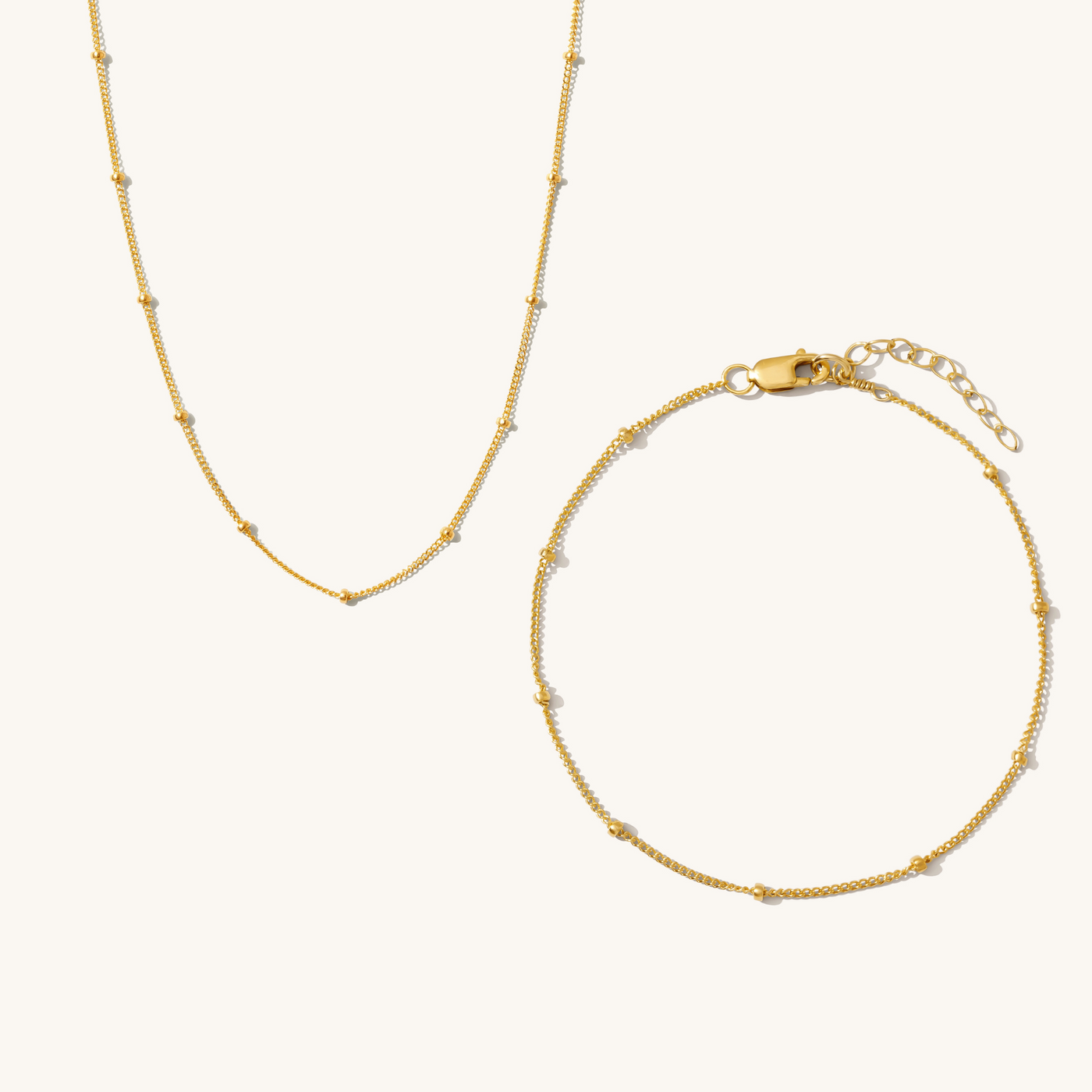 Satellite Chain Jewelry Set (Necklace + Bracelet) | Simple & Dainty Jewelry