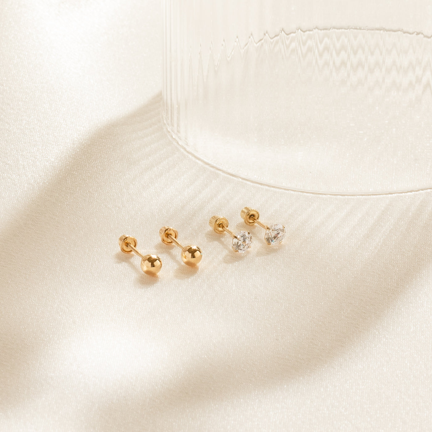 Dainty Screwback Studs Set - 14k | Simple & Dainty Jewelry