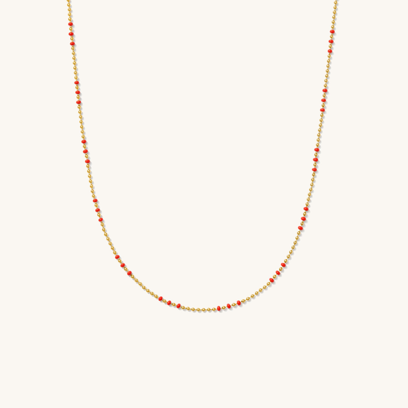 Red Enamel Ball Chain Necklace