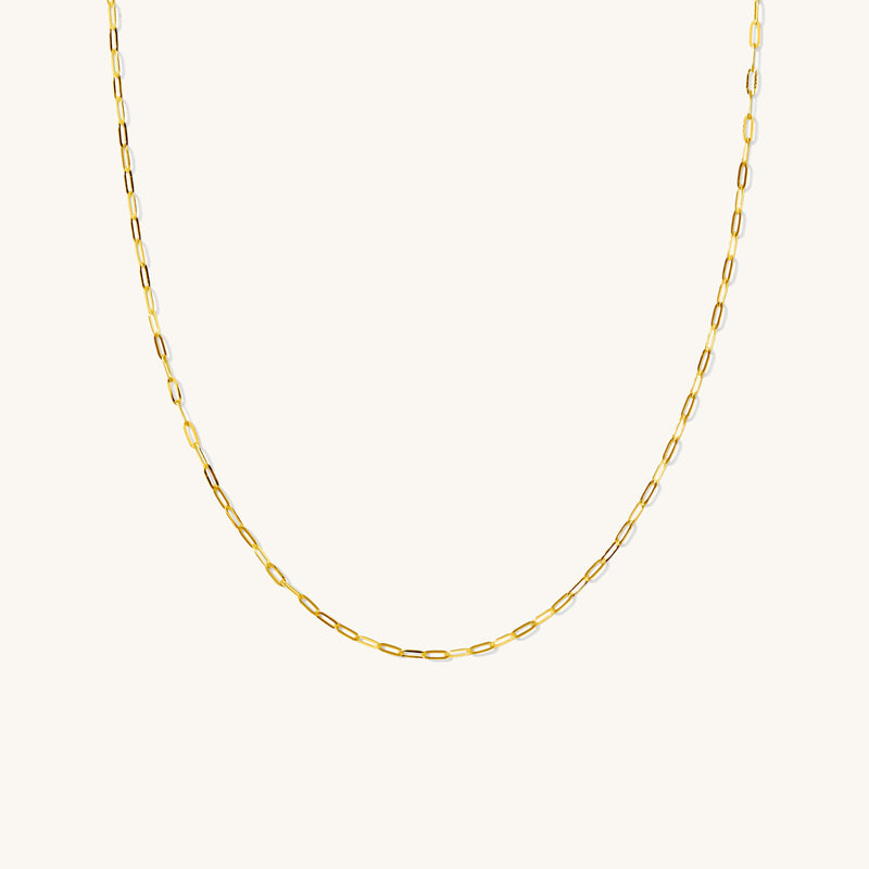 Dainty Paperclip Chain Necklace - 14k Solid Gold