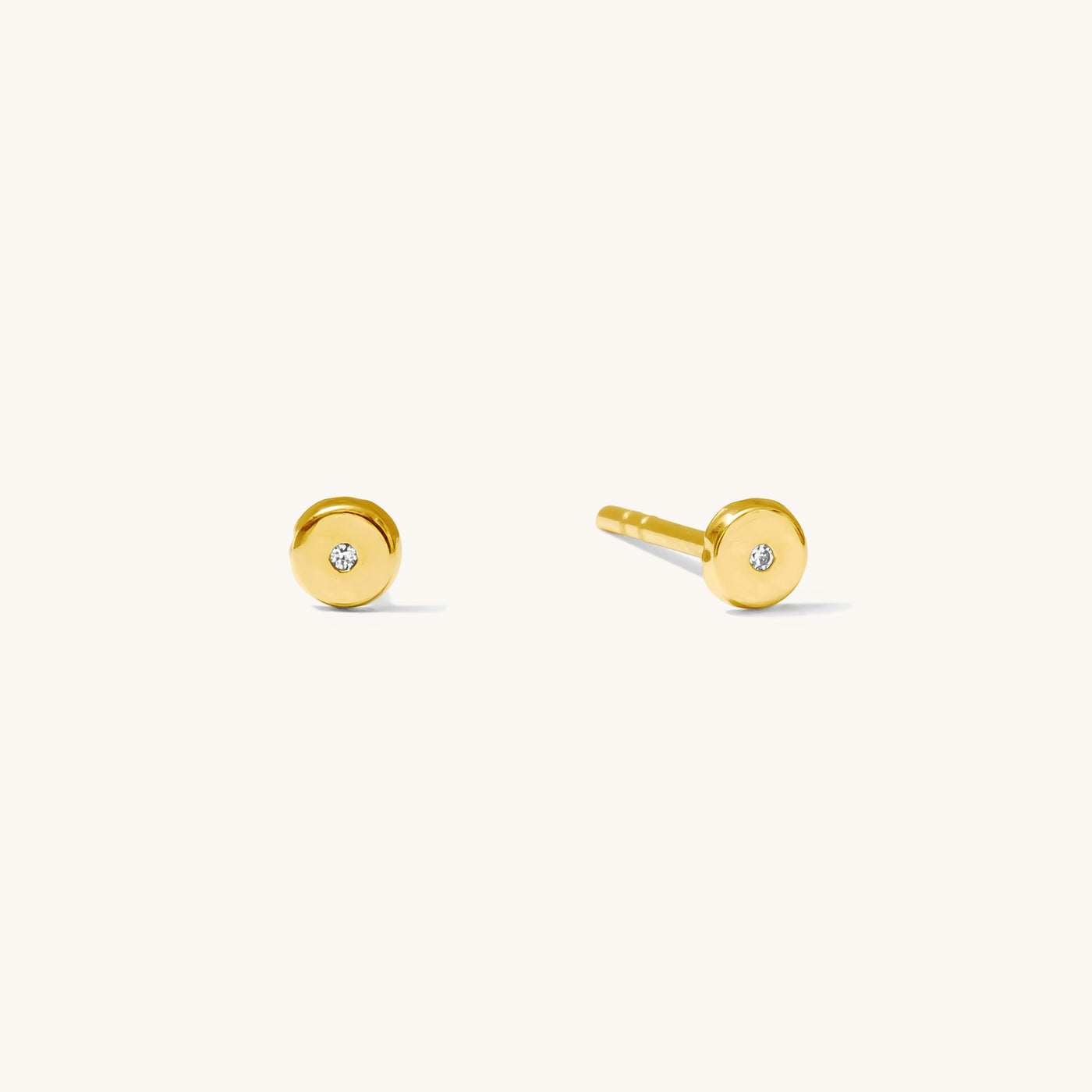 Tiny Circle CZ Stud Earrings | Simple & Dainty Jewelry