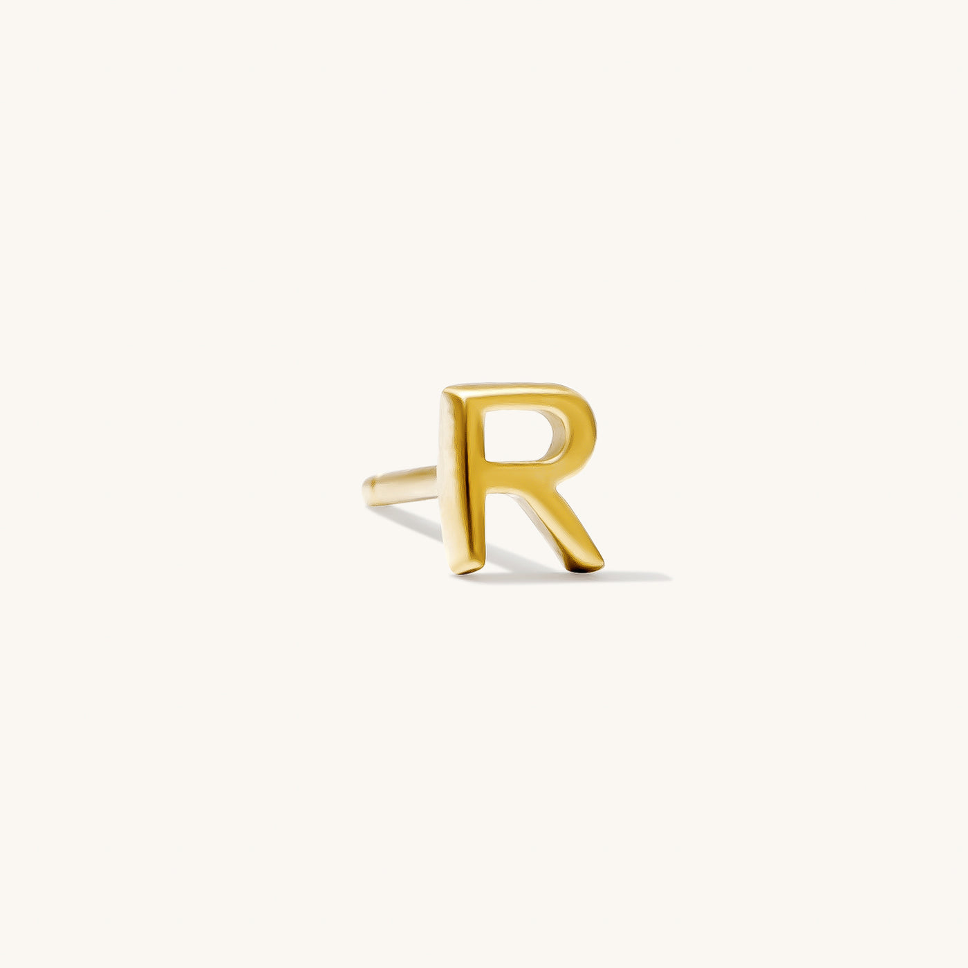 R Tiny Initial Stud Earring (Single)
