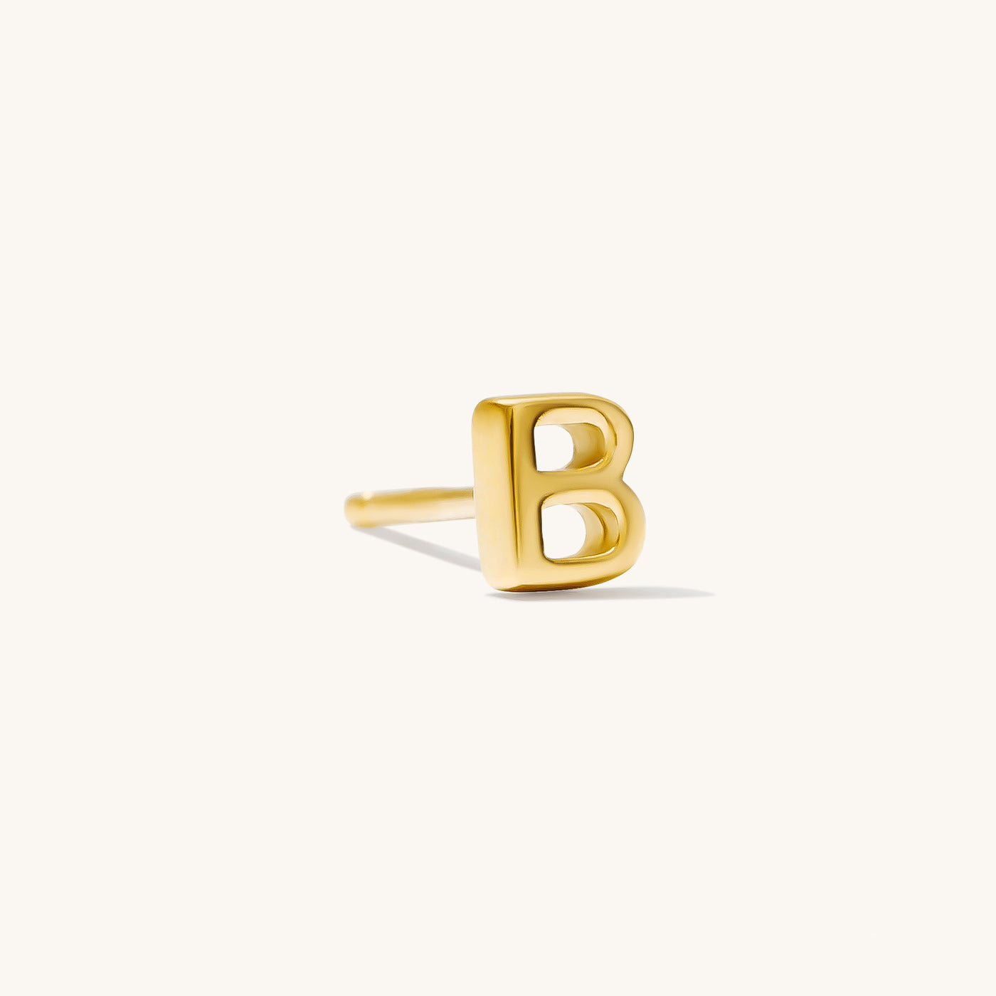 B Tiny Initial Stud Earring (Single)