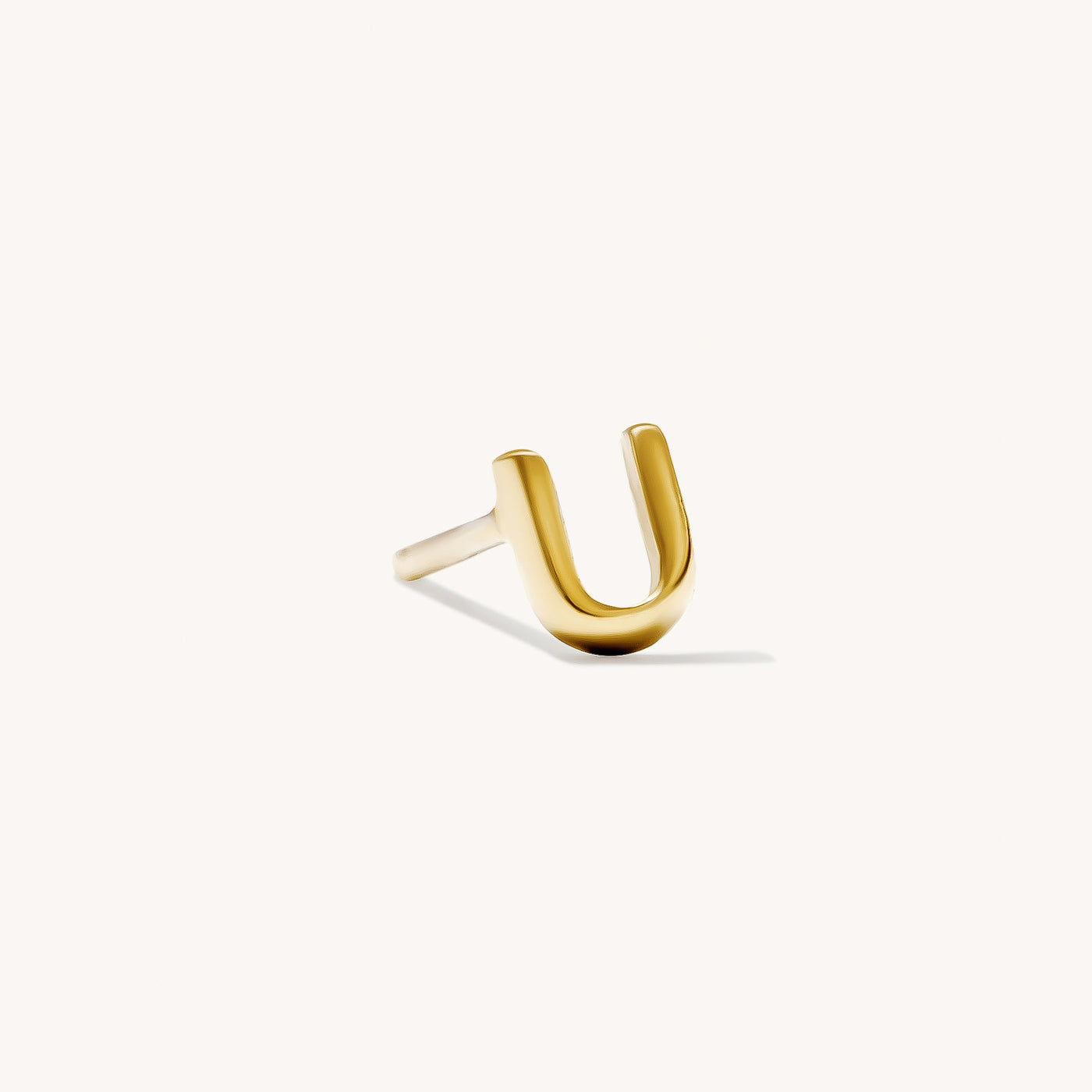 U Tiny Initial Stud Earring (Single)