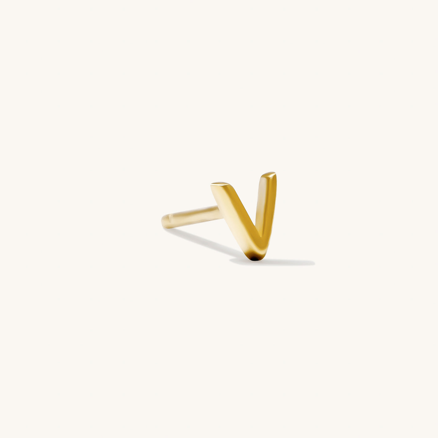 V Tiny Initial Stud Earring (Single)