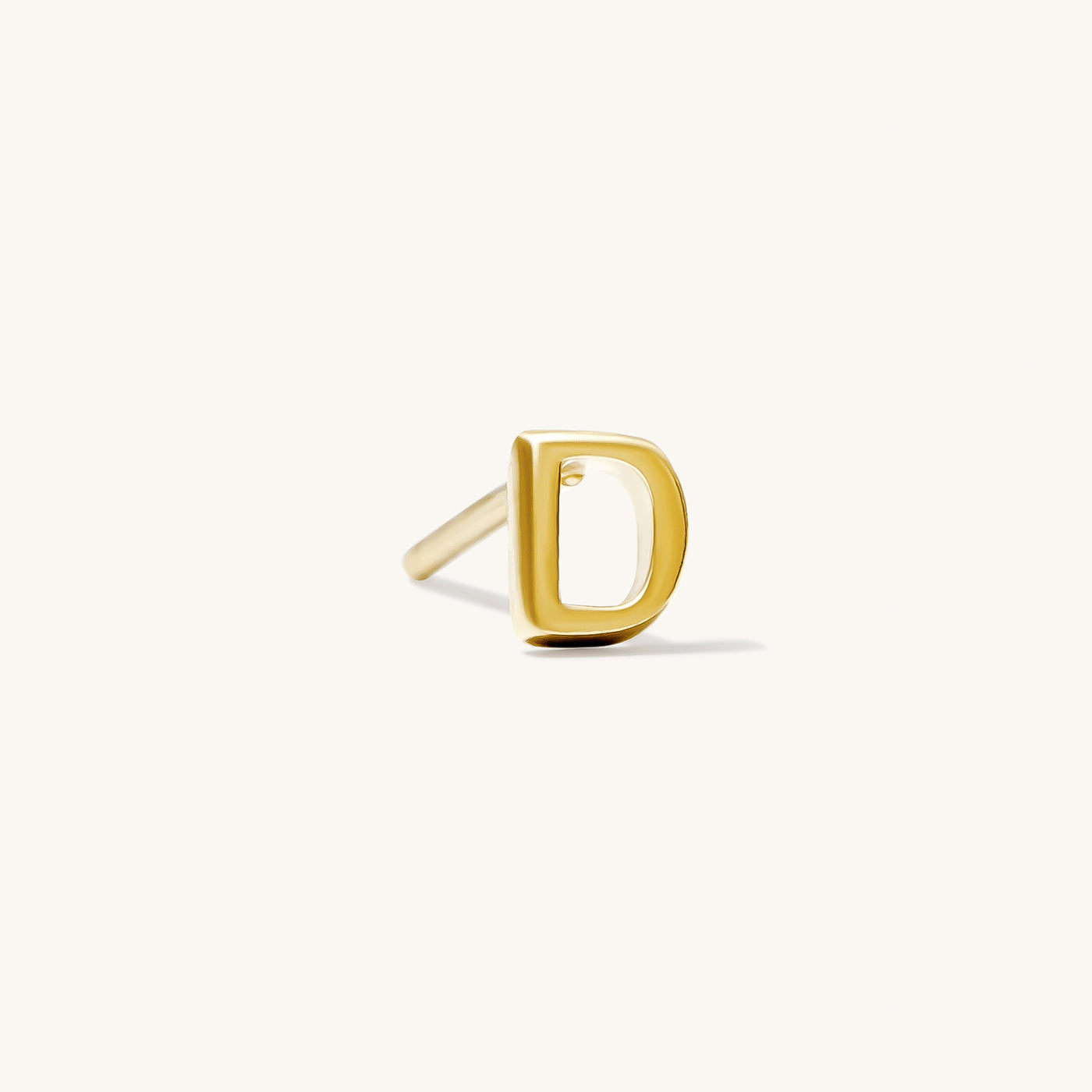 D Tiny Initial Stud Earring (Single)