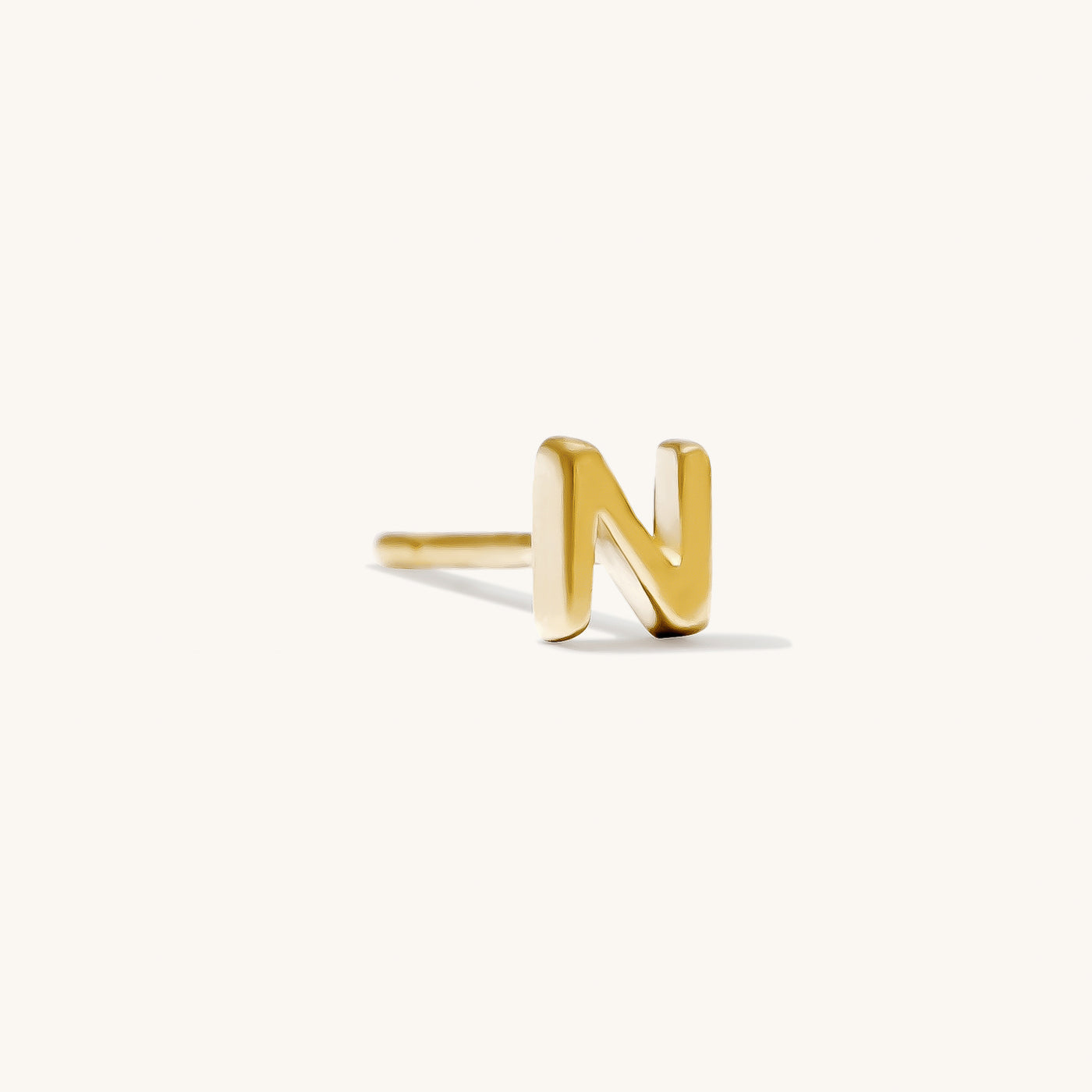 N Tiny Initial Stud Earring (Single)