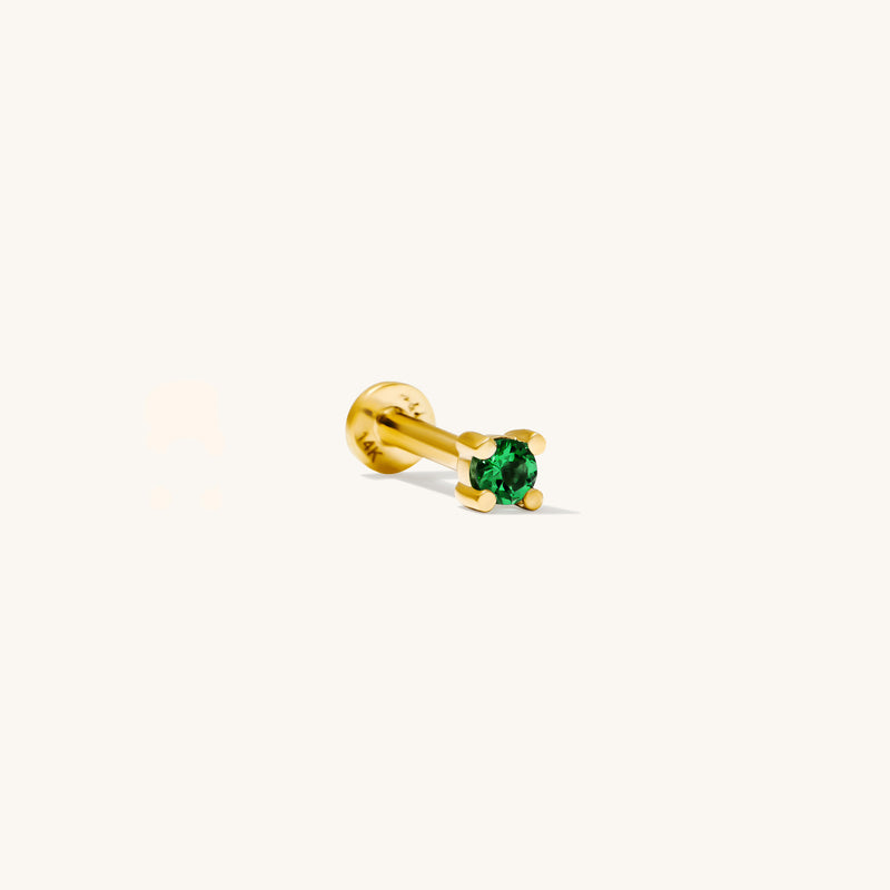 Emerald Flat Back Stud Earring