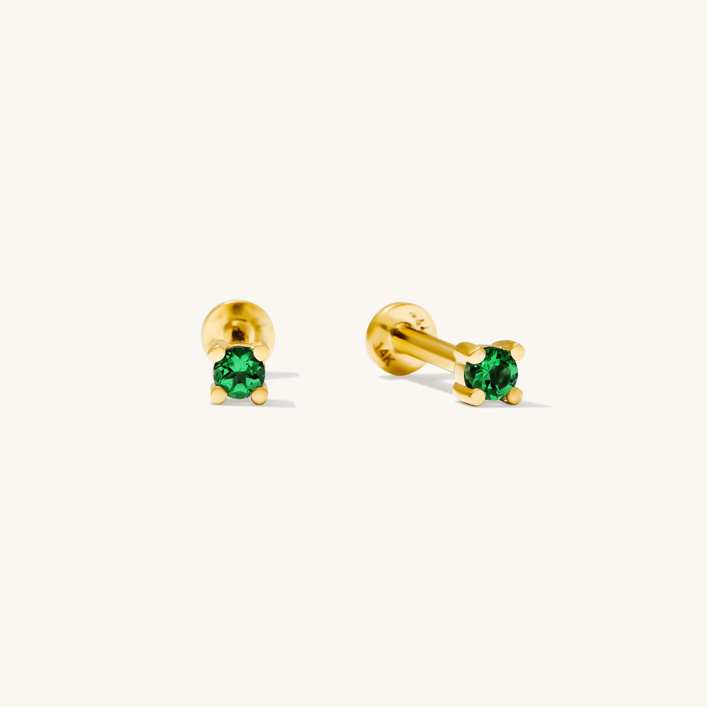 Emerald Flat Back Stud Earring | Simple & Dainty Jewelry