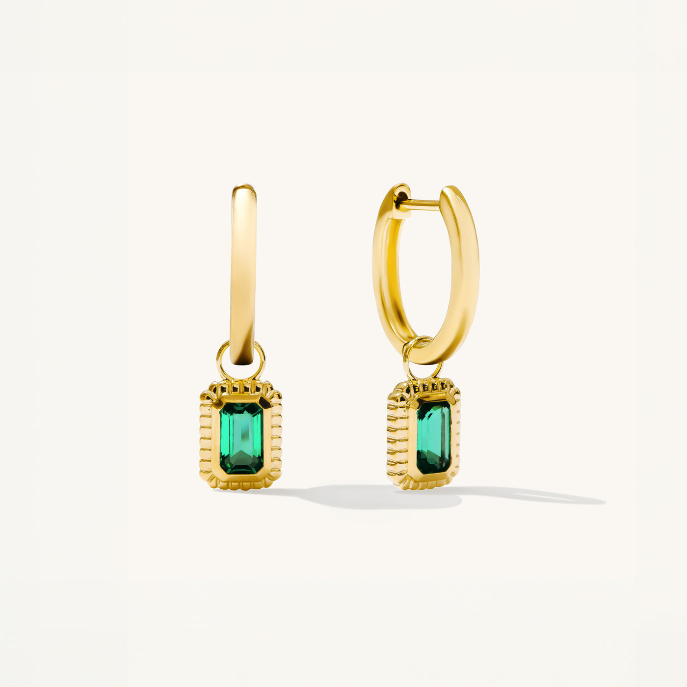 Ribbed Emerald Hoop Earrings | Simple & Dainty Jewelry