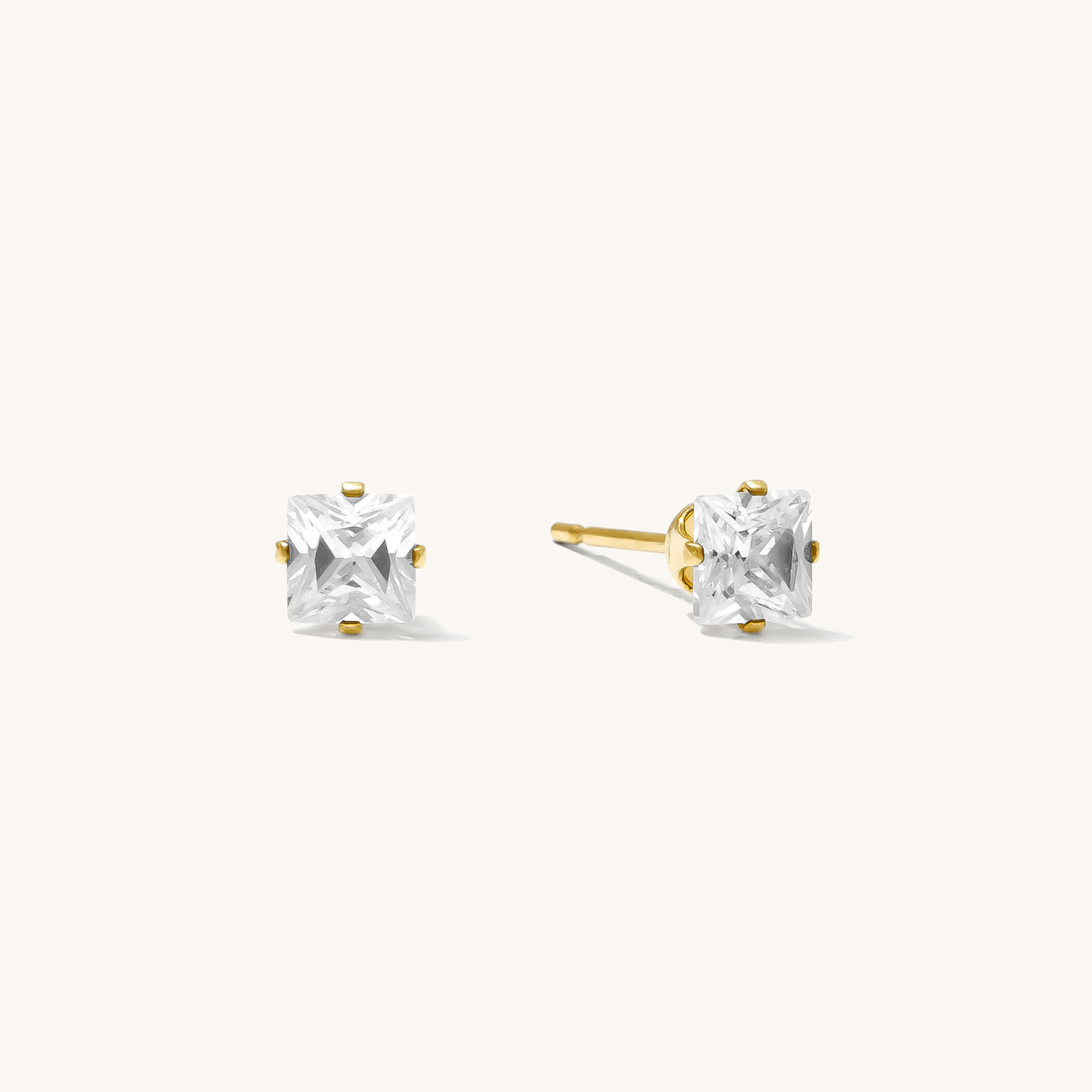 4mm Dainty Square CZ Stud Earrings 