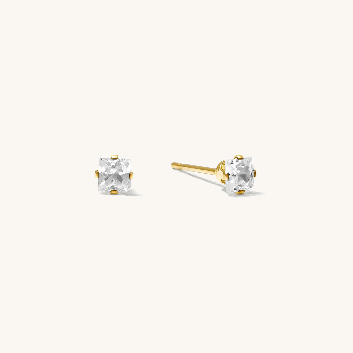 3mm Dainty Square CZ Stud Earrings