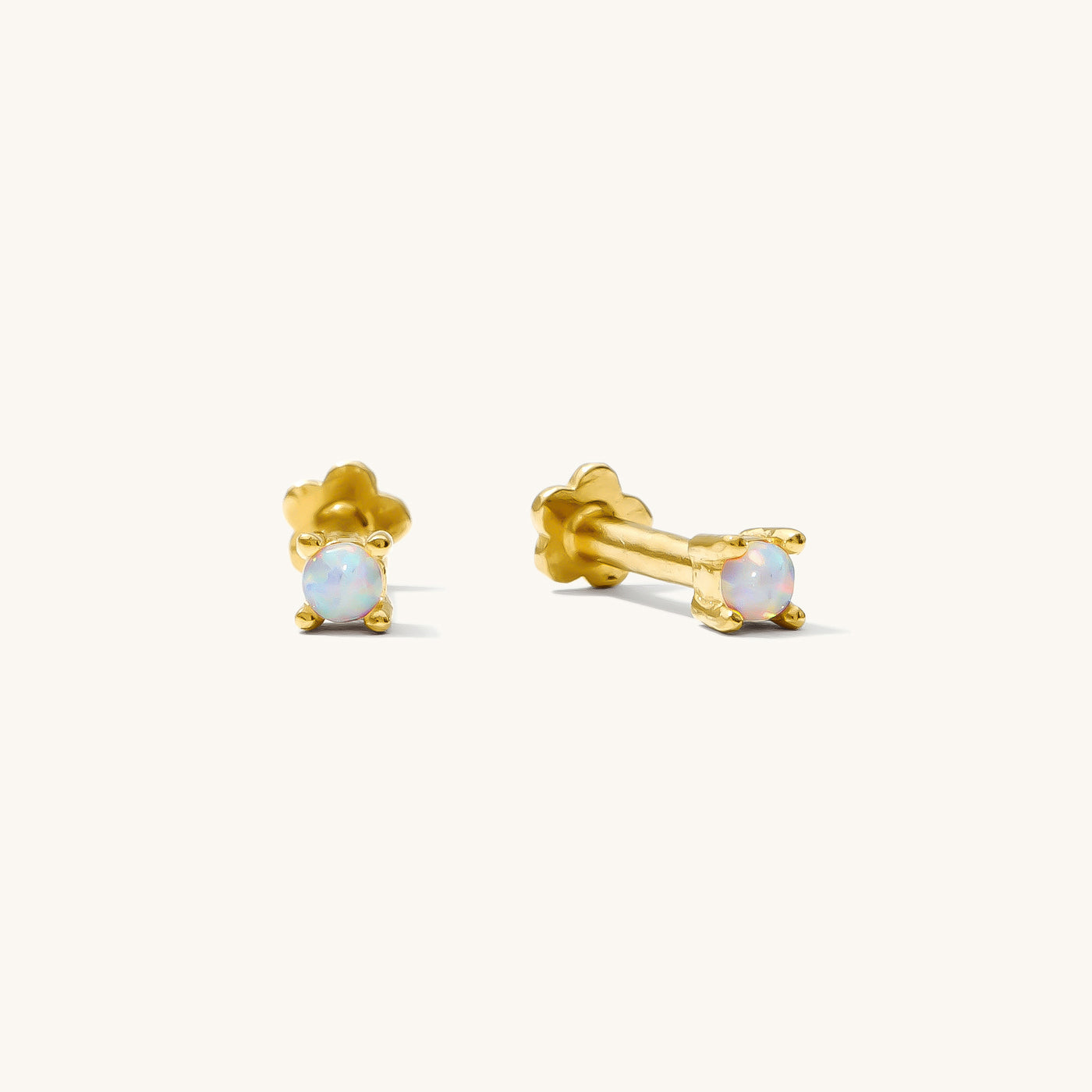 Pair Dainty Opal Flat Back Stud Earring | Simple & Dainty Jewelry
