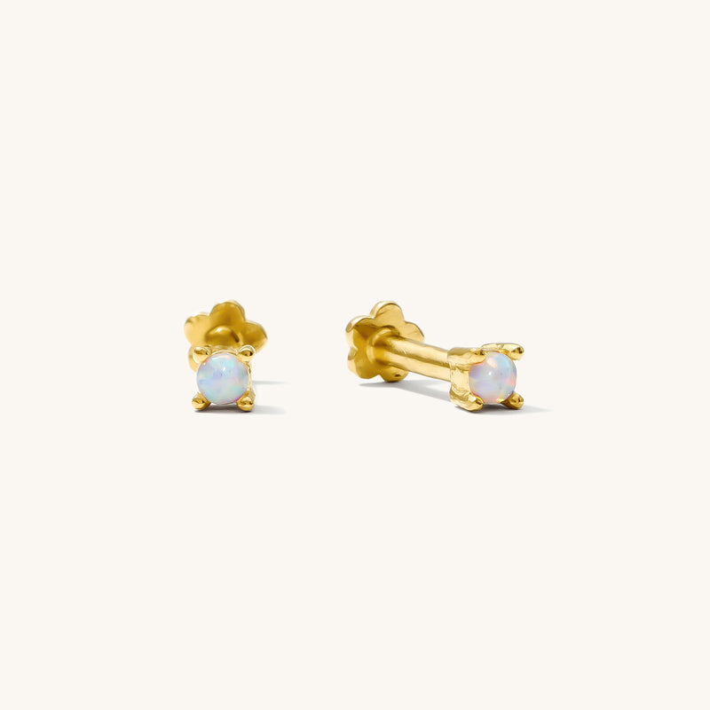 Dainty Opal Flat Back Stud Earring