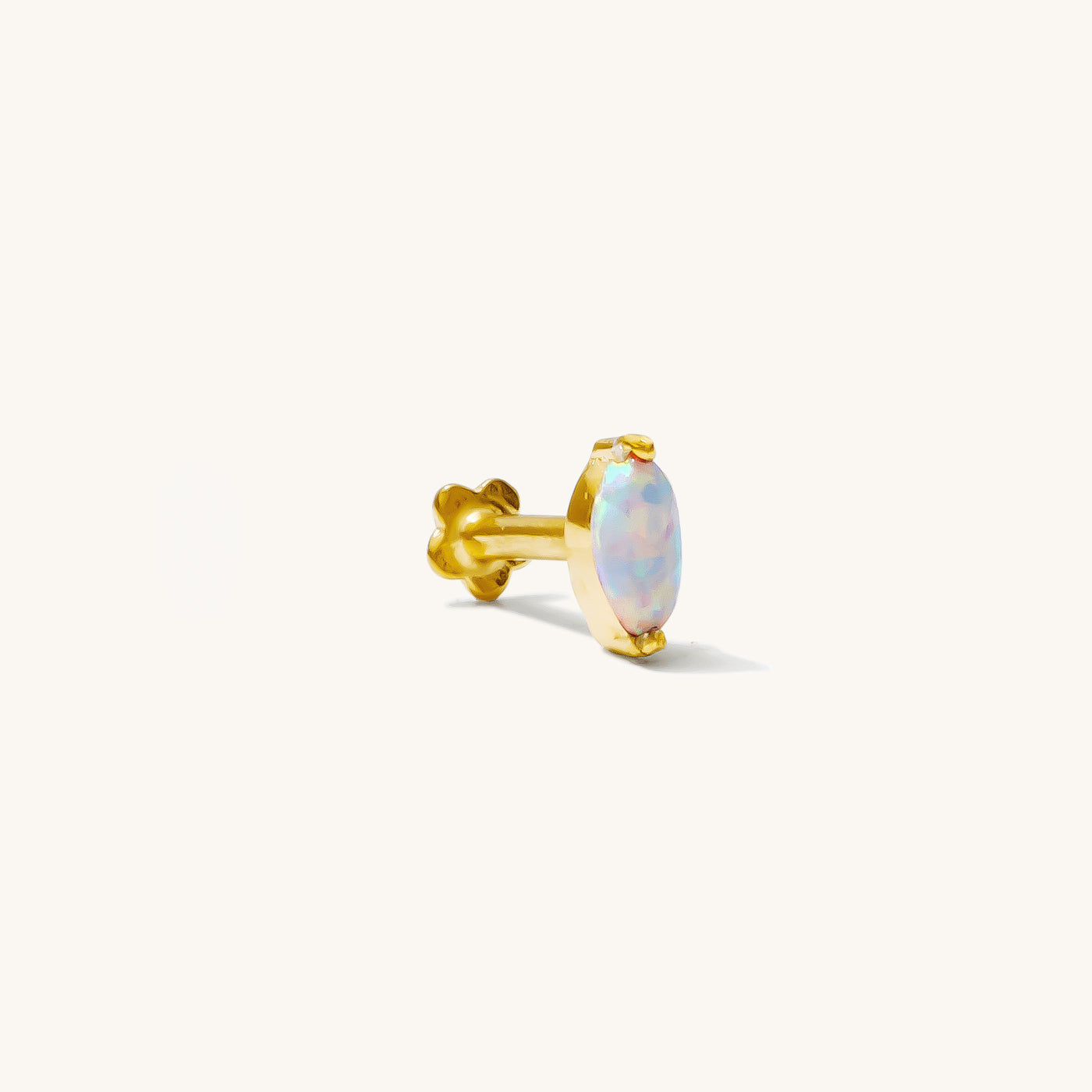 Single Dainty Opal Marquise Flat Back Stud Earring | Simple & Dainty Jewelry
