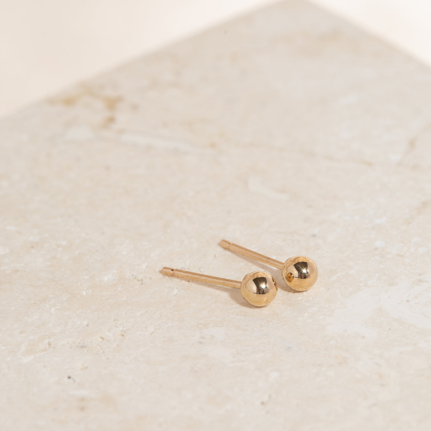 Tiny Ball Stud Earrings - 14k Solid Gold | Simple & Dainty Jewelry