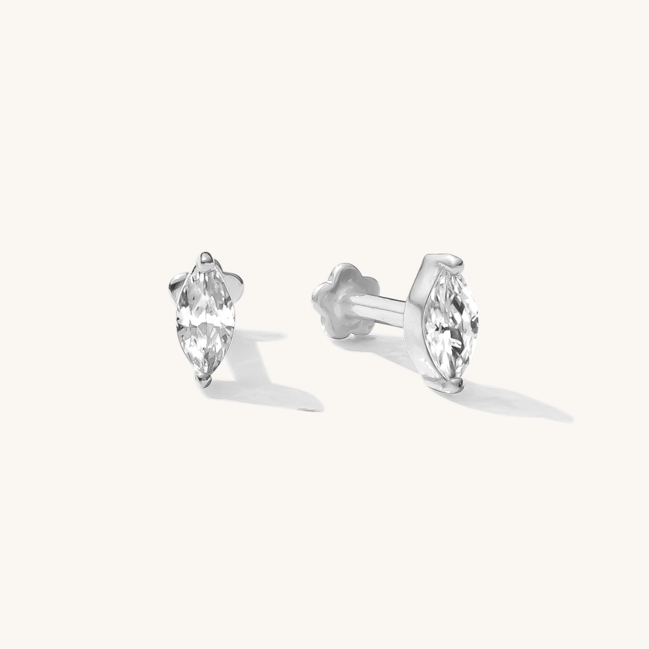 Pair Marquise Flat Back Stud Earring