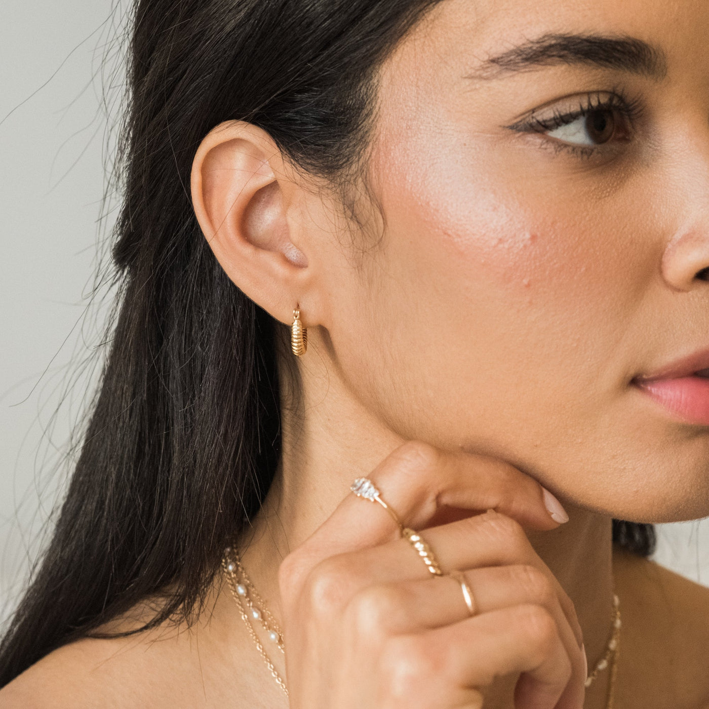 Small Puffy Ribbed Hoop Earrings | Simple & Dainty Jewelry