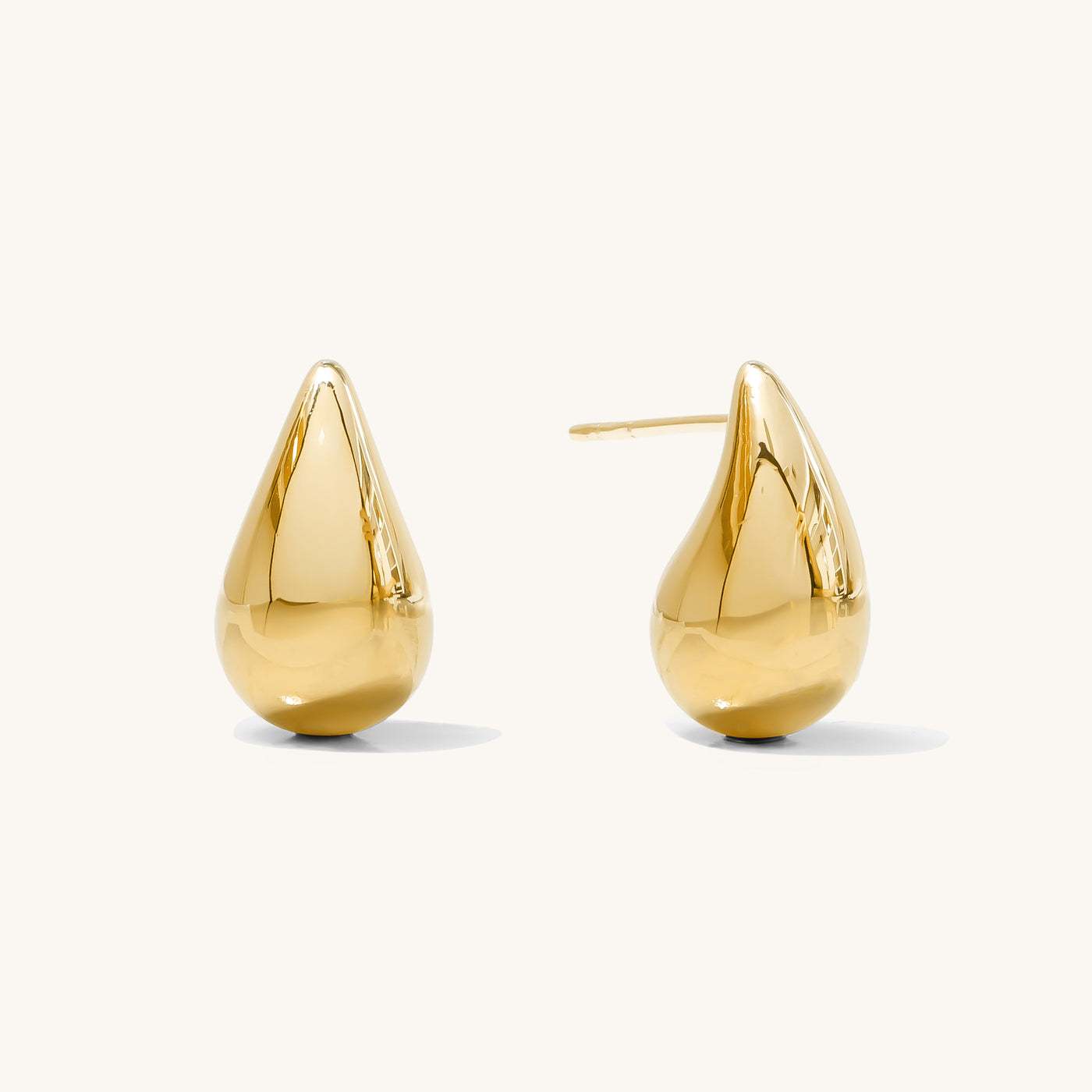Large Teardrop Stud Earrings - 14k Solid Gold