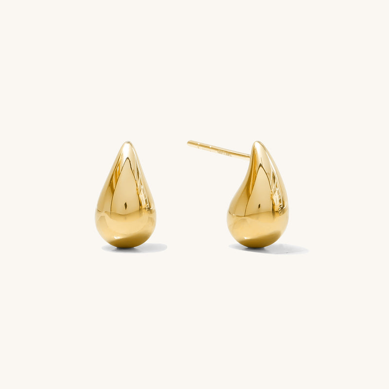 Teardrop Stud Earrings - 14k Solid Gold
