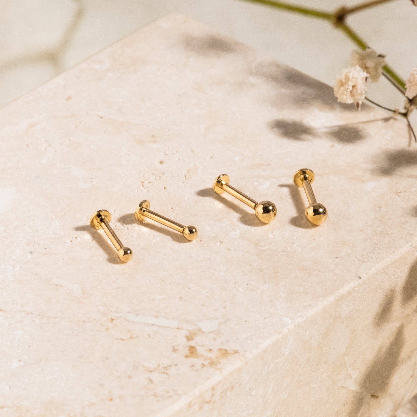 Single Pair 2mm 3mm Tiny Ball Flat Back Stud Earring