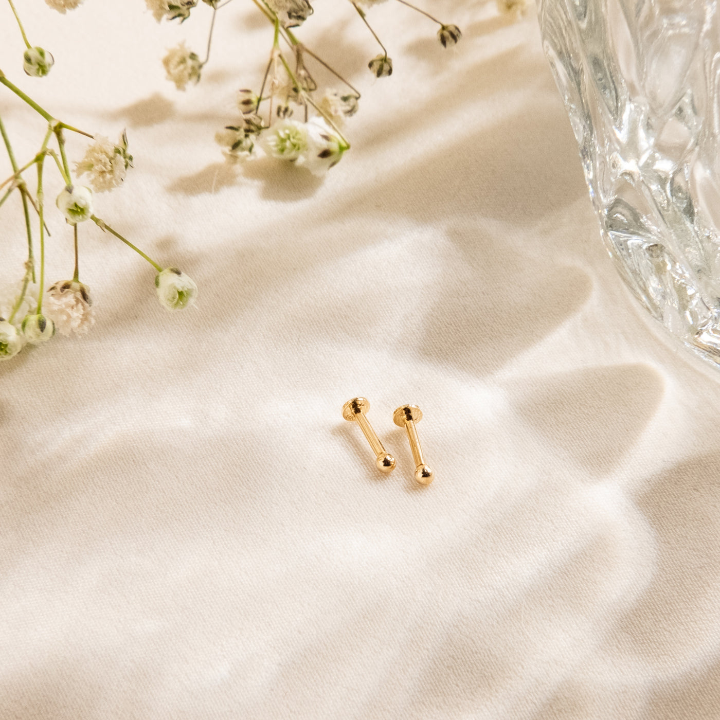 Single Pair 2mm Tiny Ball Flat Back Stud Earring