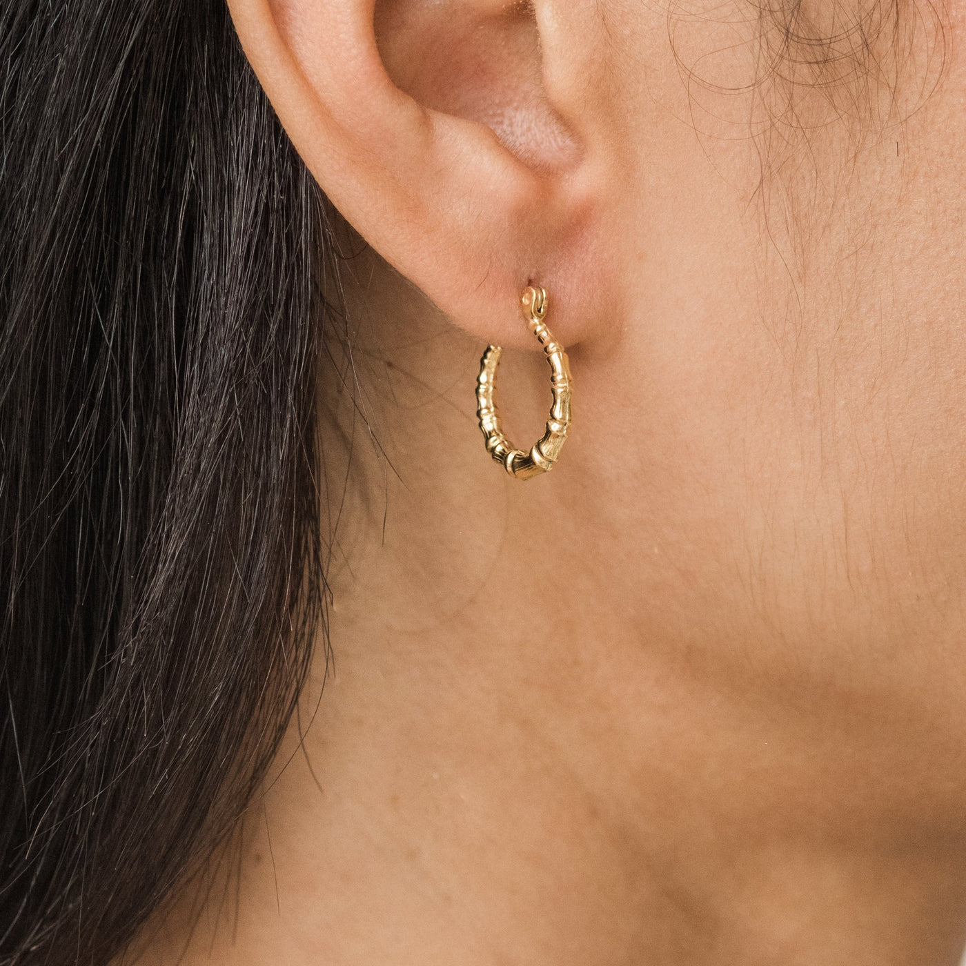 Tiny Bamboo Hoop Earrings | Simple & Dainty Jewelry
